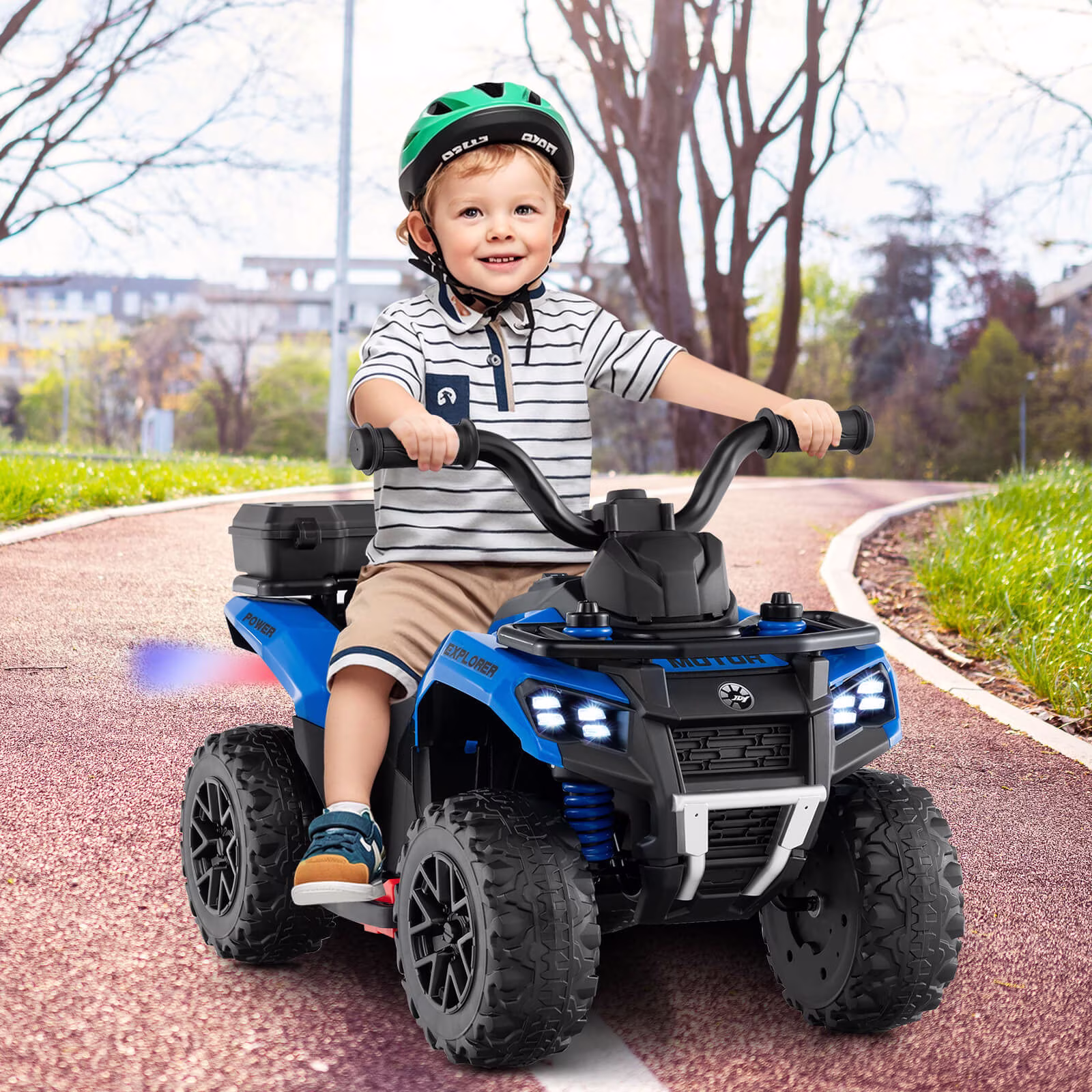 Infans 6V Kids Ride On ATV w/ Music & Spray Function USB Port Storage Box Toy Car - Image 3