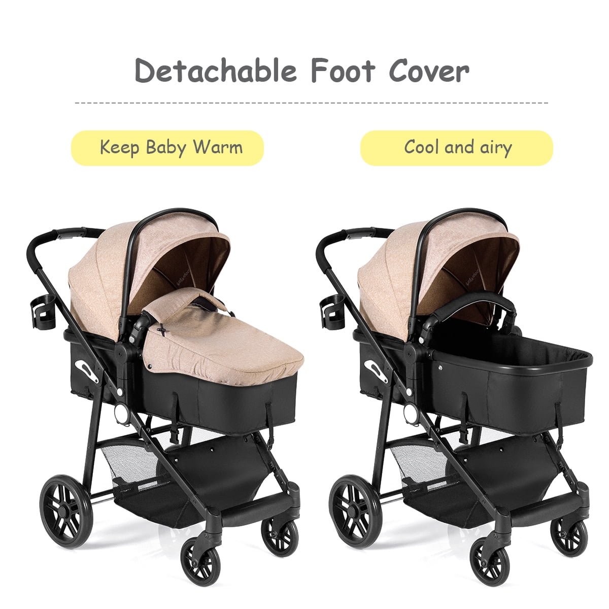 Infans Foldable Baby Stroller Kids Travel Newborn Infant Buggy Pushchair Coffee - Image 2