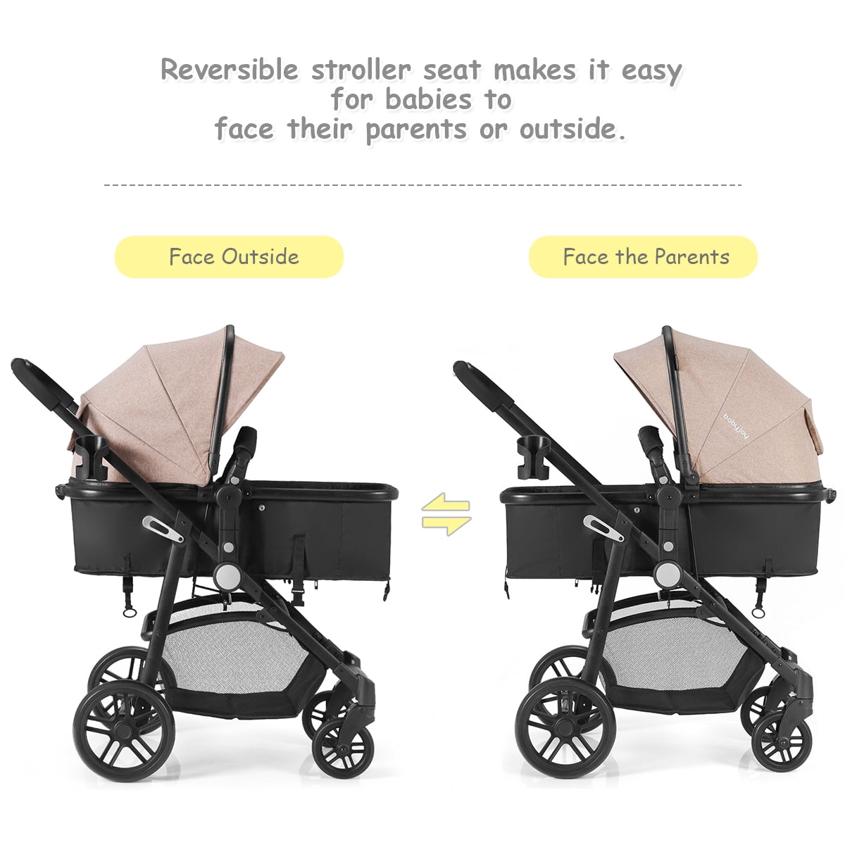 Infans Foldable Baby Stroller Kids Travel Newborn Infant Buggy Pushchair Coffee - Image 4