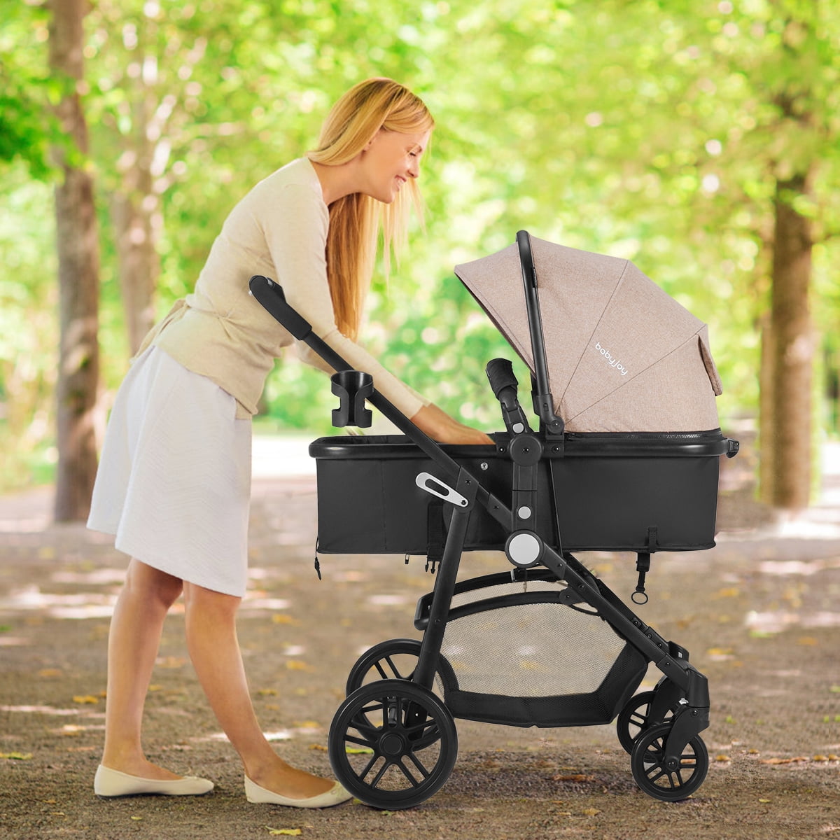 Infans Foldable Baby Stroller Kids Travel Newborn Infant Buggy Pushchair Coffee - Image 5
