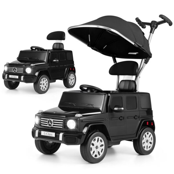 INFANS Licensed Mercedes Benz Push Car for Toddlers, Outdoor Ride on Toy with Parent Control Handle, Adjustable Canopy, Horn, LED Lights for 3+ Years
