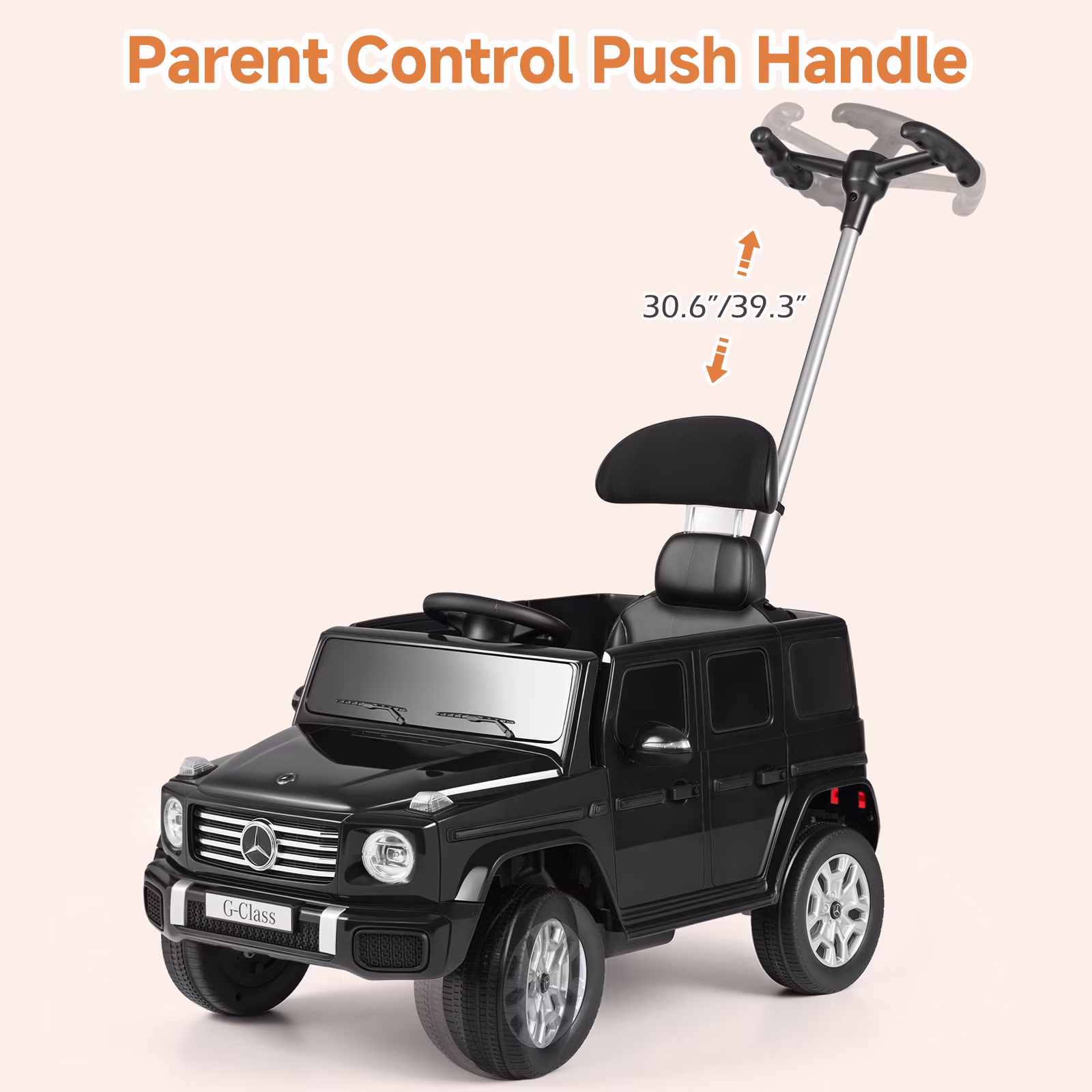 INFANS Licensed Mercedes Benz Push Car for Toddlers, Outdoor Ride on Toy with Parent Control Handle, Adjustable Canopy, Horn, LED Lights for 3+ Years - Image 4