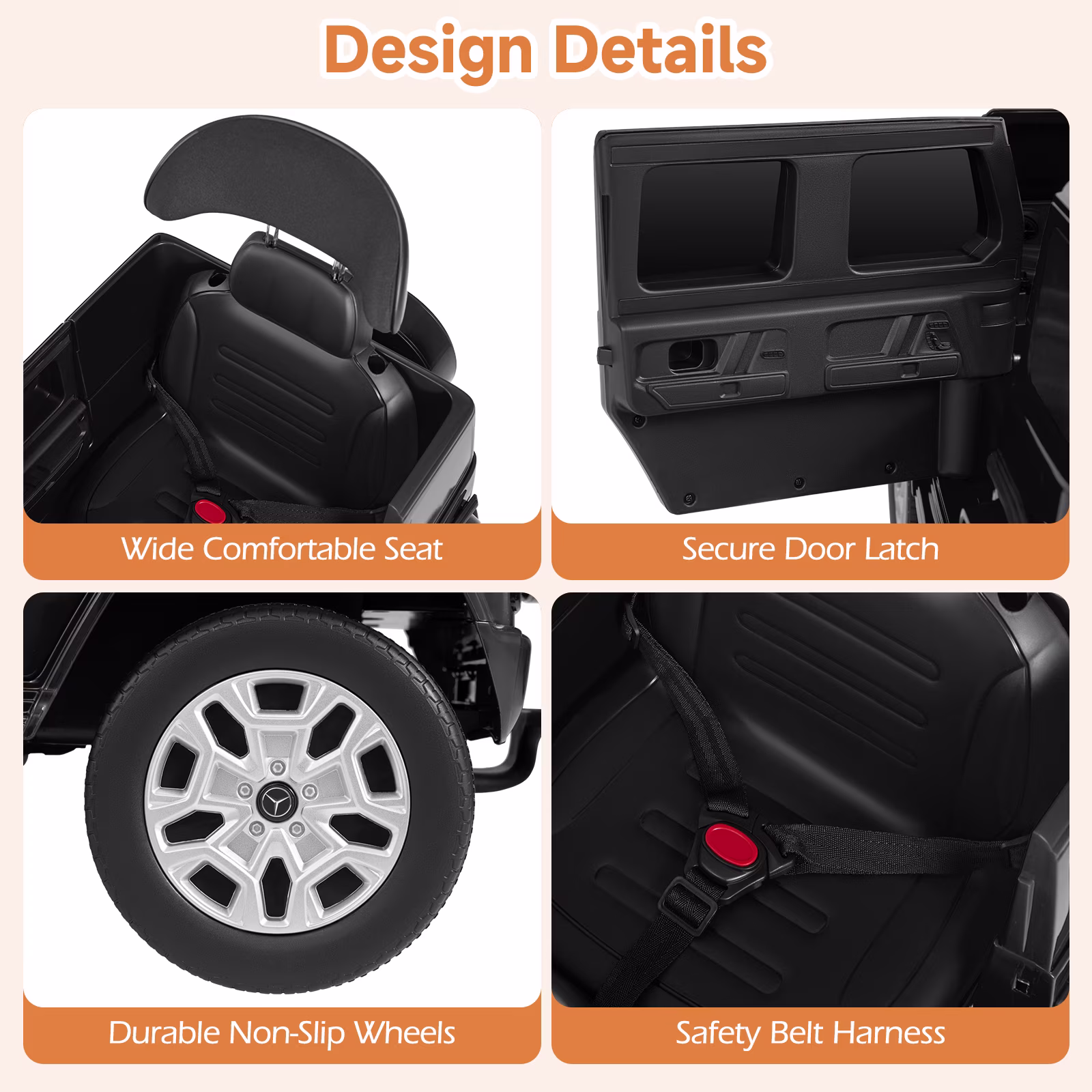 INFANS Licensed Mercedes Benz Push Car for Toddlers, Outdoor Ride on Toy with Parent Control Handle, Adjustable Canopy, Horn, LED Lights for 3+ Years - Image 2