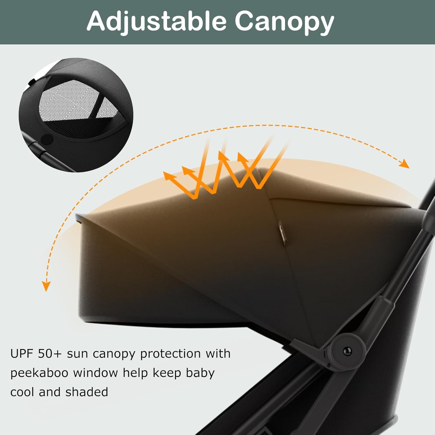INFANS Lightweight Baby Stroller, 1 Second Fold, Compact Travel Stroller for Airplane with Aluminium Frame, Adjustable Backrest and Canopy, Foldable Infant Toddler Stroller - Image 2