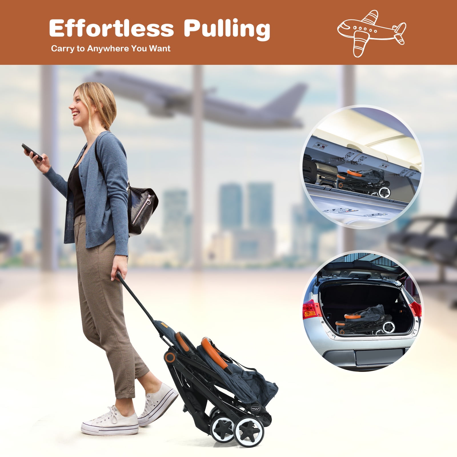 Infans Lightweight Baby Stroller Aluminium Frame w/ Net for Travel Blue - Image 4