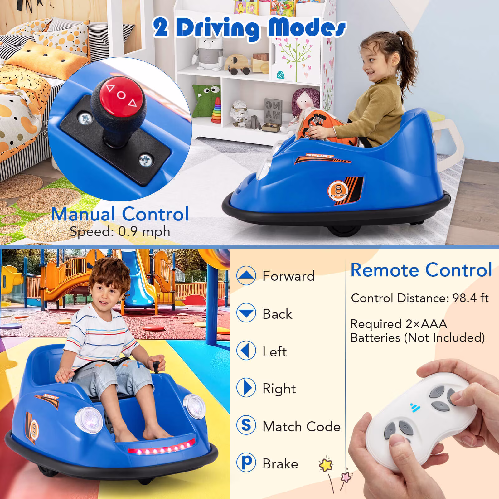 Infans Ride on Bumper Car for Kids with Remote Control 360 Degree Spin LED Light - Image 3