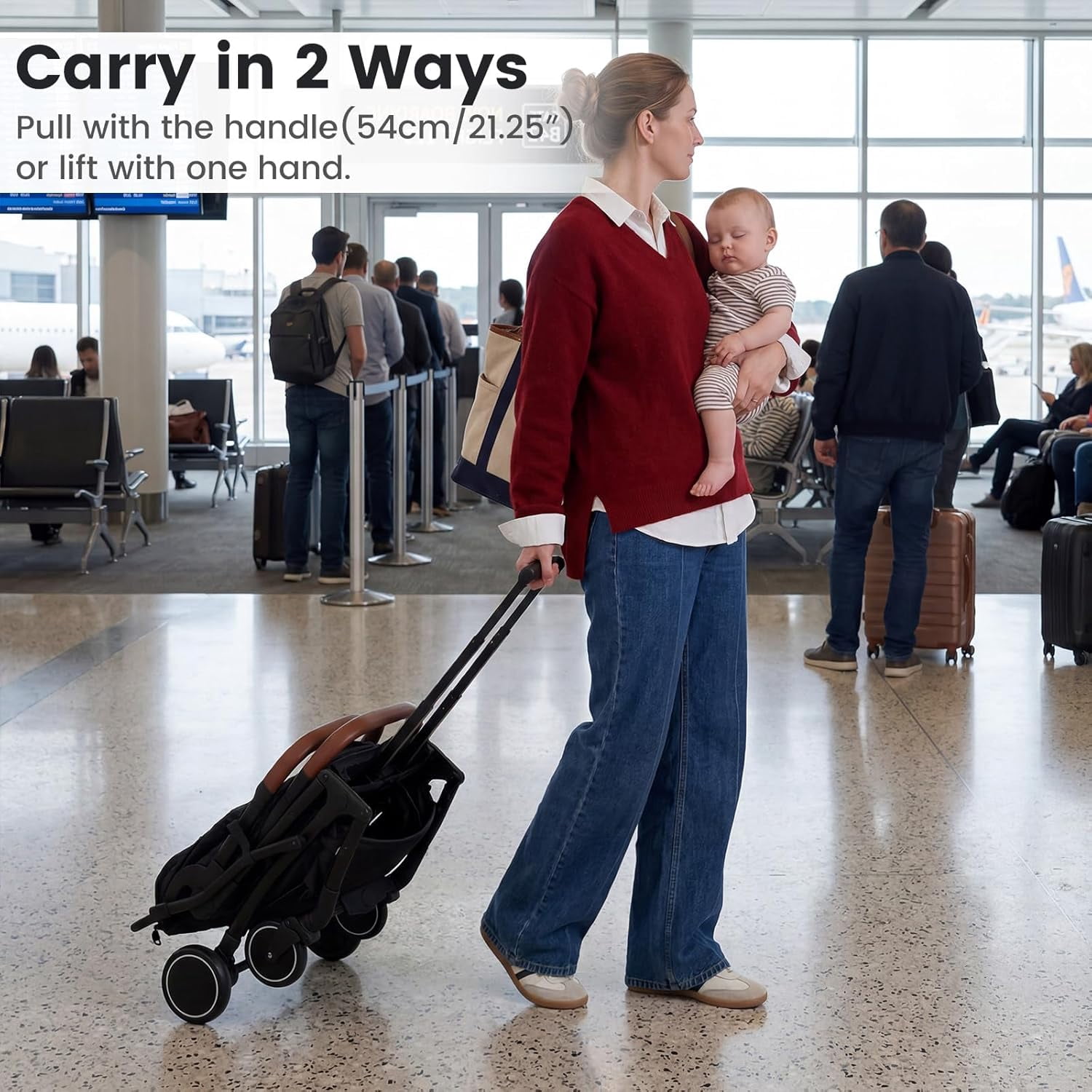 INFANS Travel Stroller, Lightweight Compact Baby Stroller for Airplane with One-Hand Fold, Multi-Position Recline, Canopy, 4 Wheel Suspension, Storage Basket - Image 3