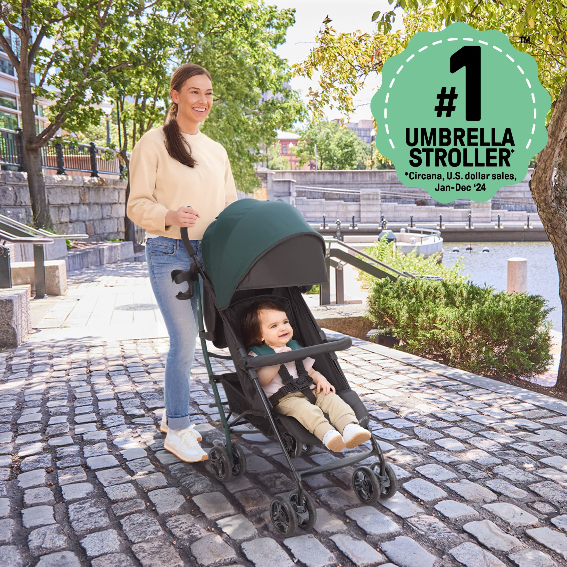 Ingenuity 3Dlite Jewel Convenience Stroller – Lightweight Folding Stroller with Car Seat Compatibility & Extra-Large Canopy - Image 3