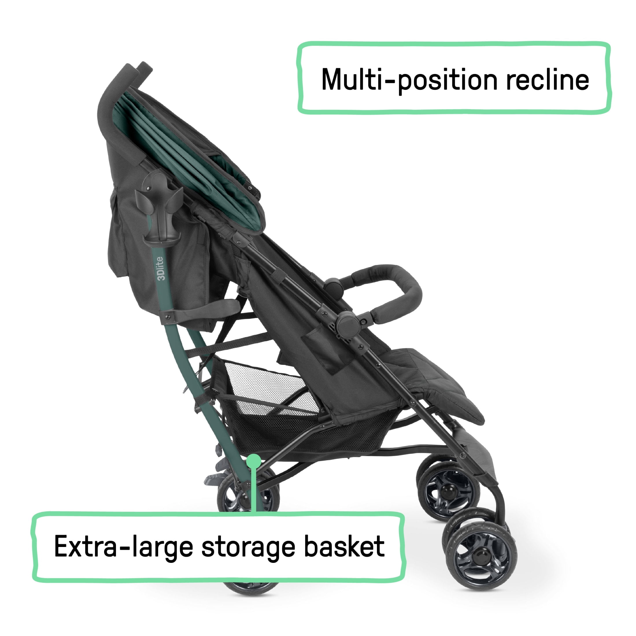 Ingenuity 3Dlite Jewel Convenience Stroller – Lightweight Folding Stroller with Car Seat Compatibility & Extra-Large Canopy - Image 2