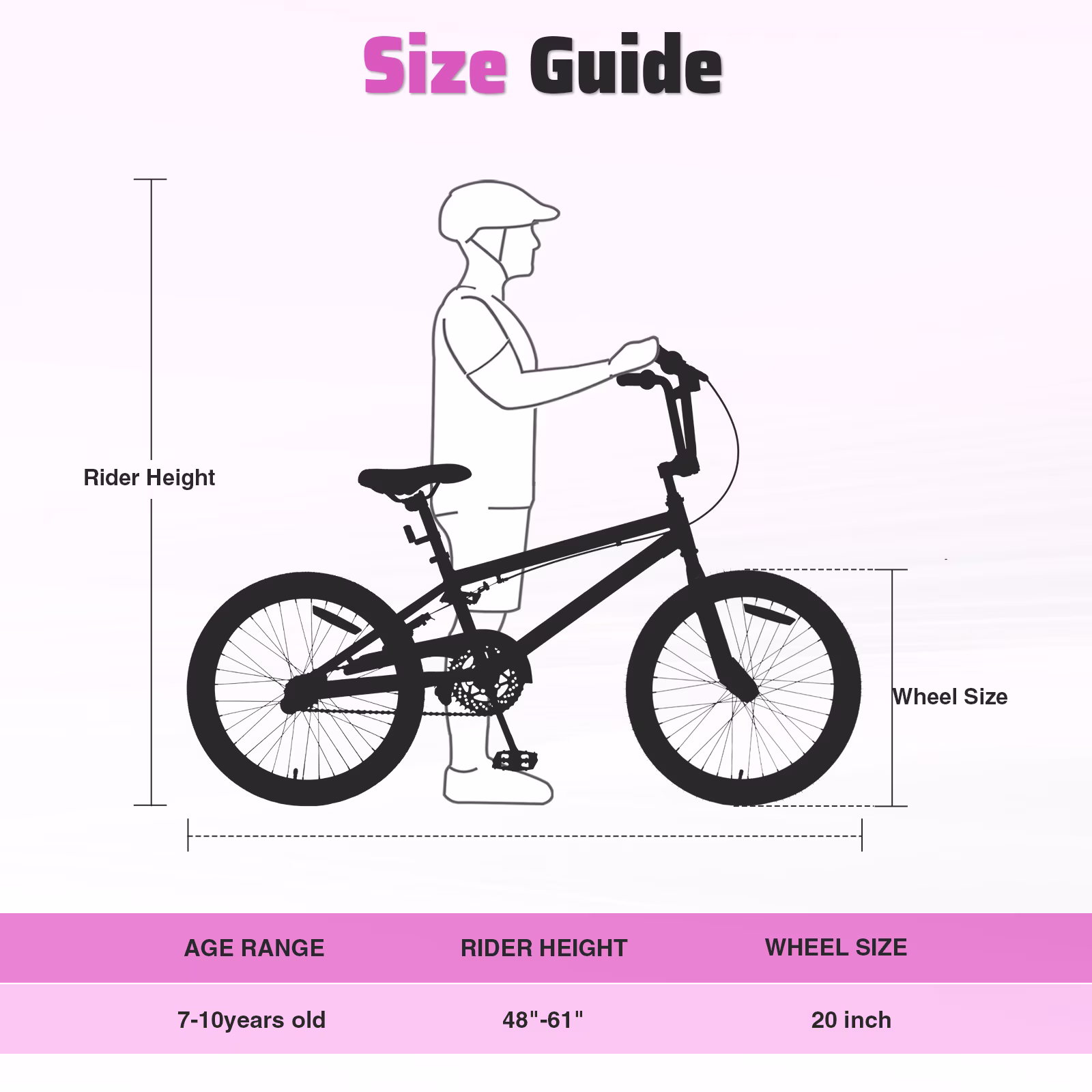 iRerts 20 inch Freestyle Kids Bike, Single Speed Bicycle for Boys Girls Aged 7-10 Years Old, Fits Height 48"-61", Pink - Image 4