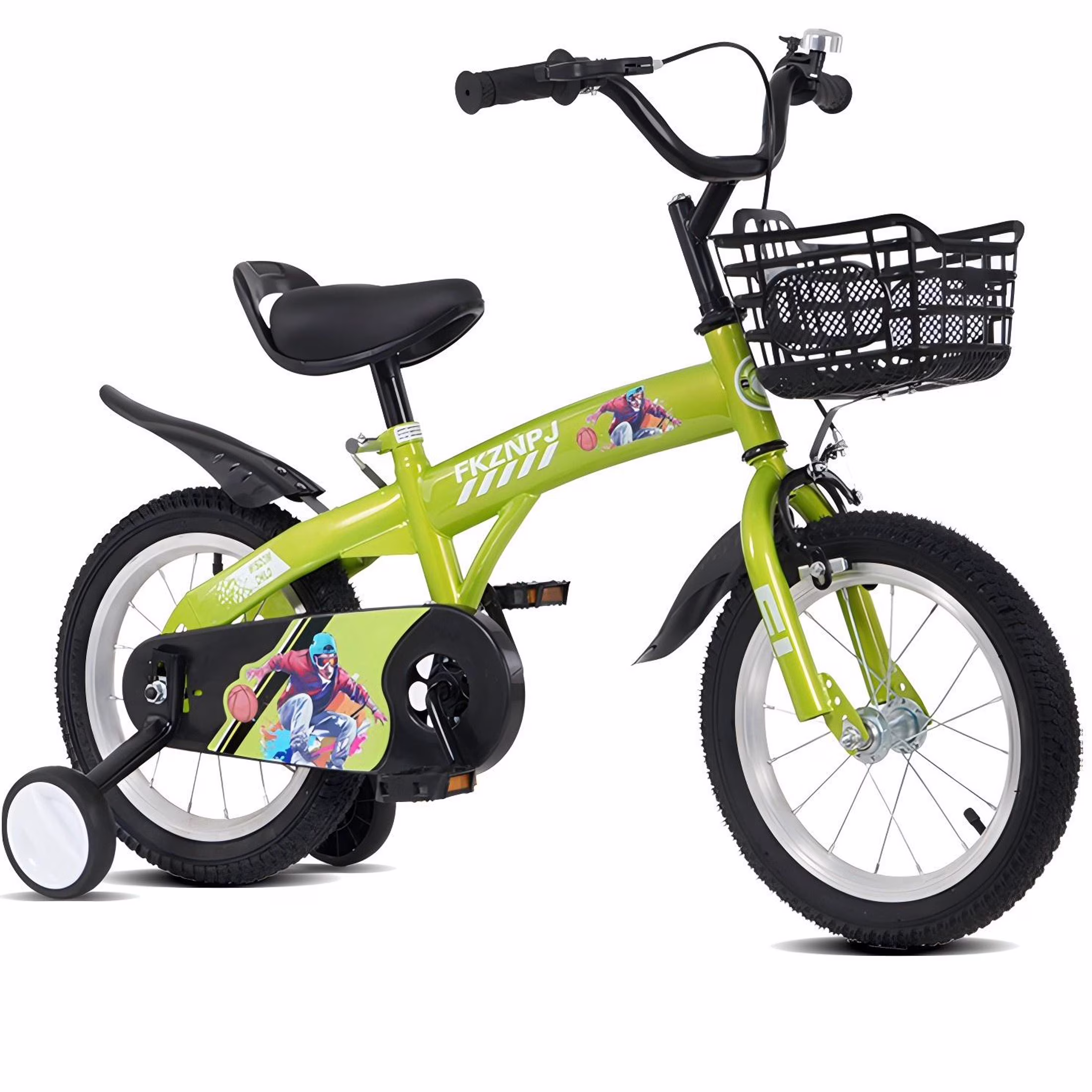 iRerts Kids Bike with Training Wheels, 18 Inch Kids Bicycle for Boys Girls Ages 5-10 Years Old, Girls Bicycles for Kids with Adjustable Seat, Fender and Varrier, Green