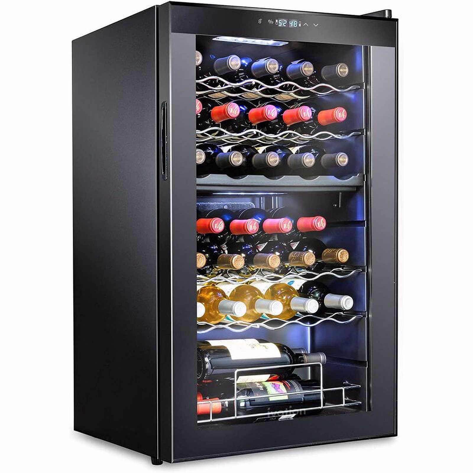 Ivation 33 Bottle Dual Zone Wine Cooler Refrigerator w/ | Large Freestanding Wine Cellar Glass Door Black
