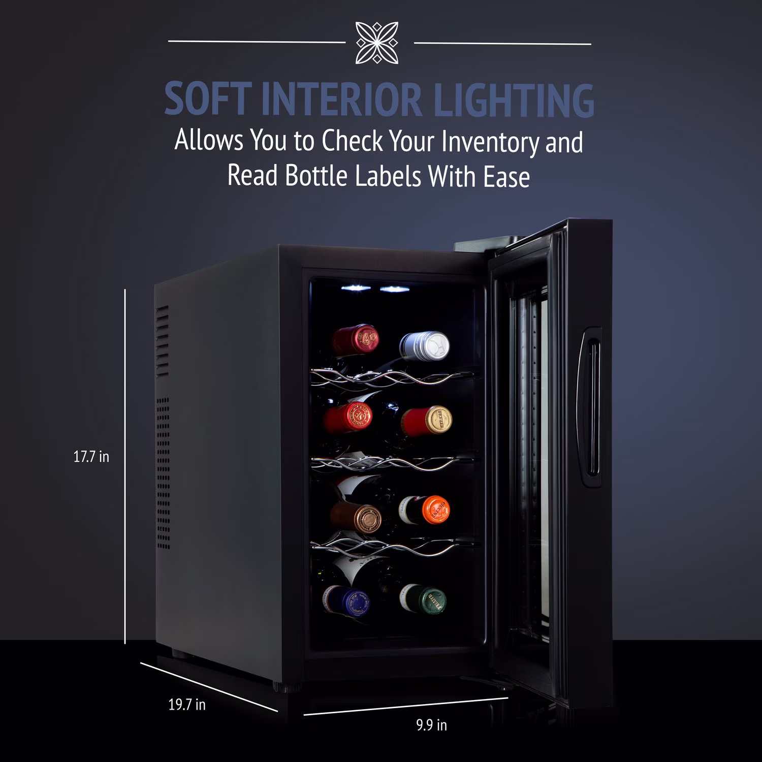 Ivation 8 Bottle Thermoelectric Wine Cooler/Fridge - Vertical - Black - Image 4