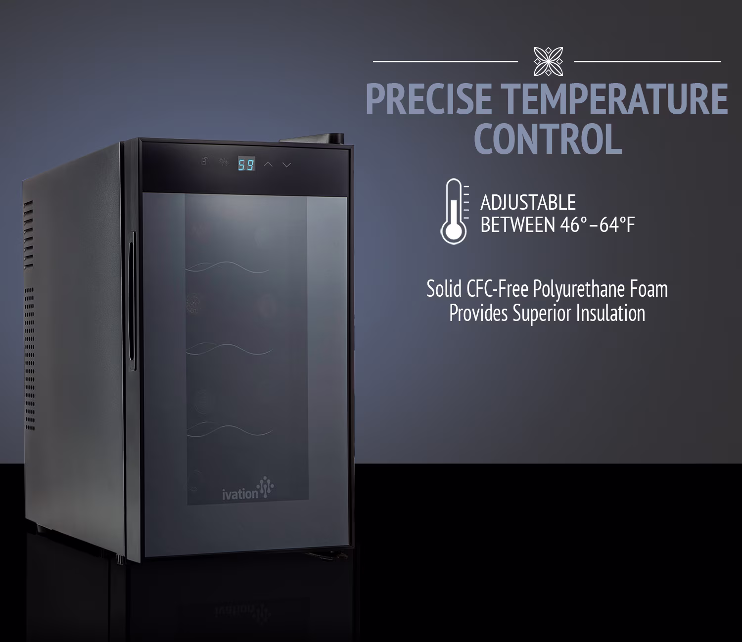Ivation 8 Bottle Thermoelectric Wine Cooler/Fridge - Vertical - Black - Image 3