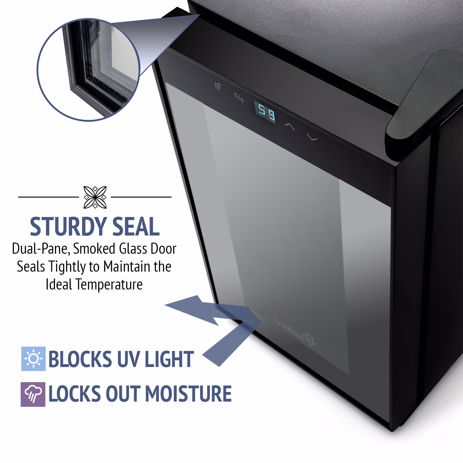 Ivation 8 Bottle Thermoelectric Wine Cooler/Fridge - Vertical - Black - Image 2