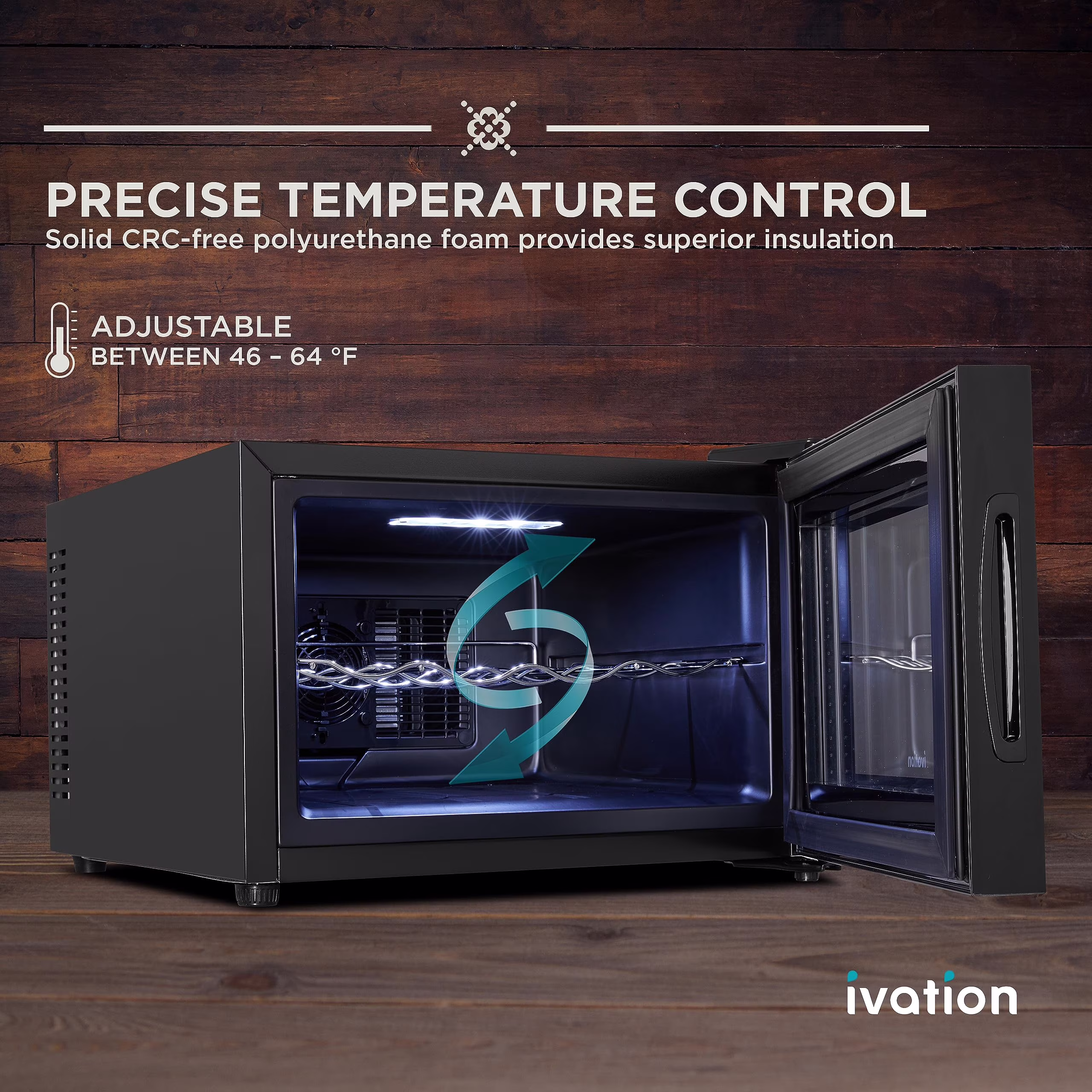 Ivation 8 Bottle Thermoelectric Wine Cooler, Horizontal Countertop Wine Fridge - Black - Image 4