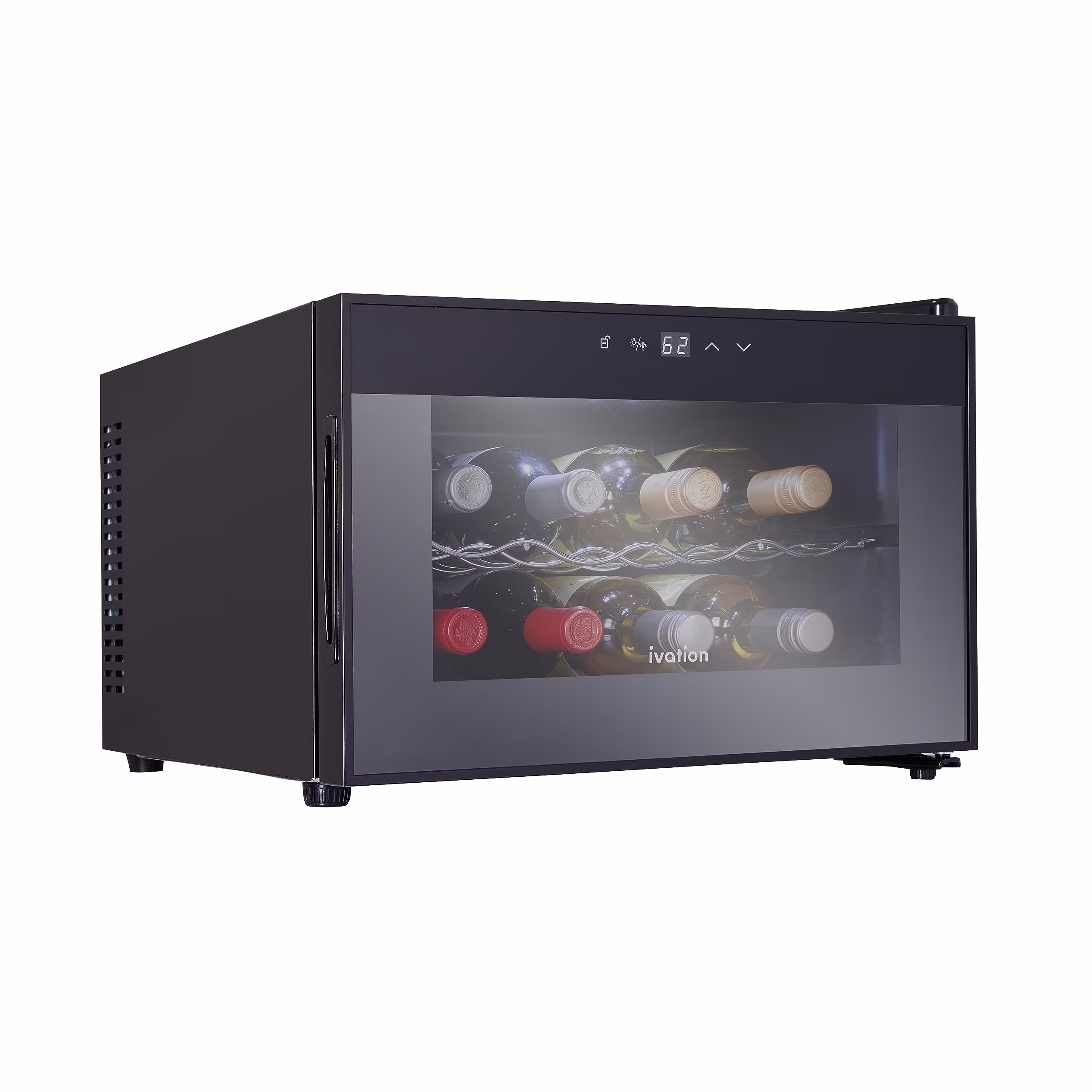 Ivation 8 Bottle Thermoelectric Wine Cooler, Horizontal Countertop Wine Fridge - Black
