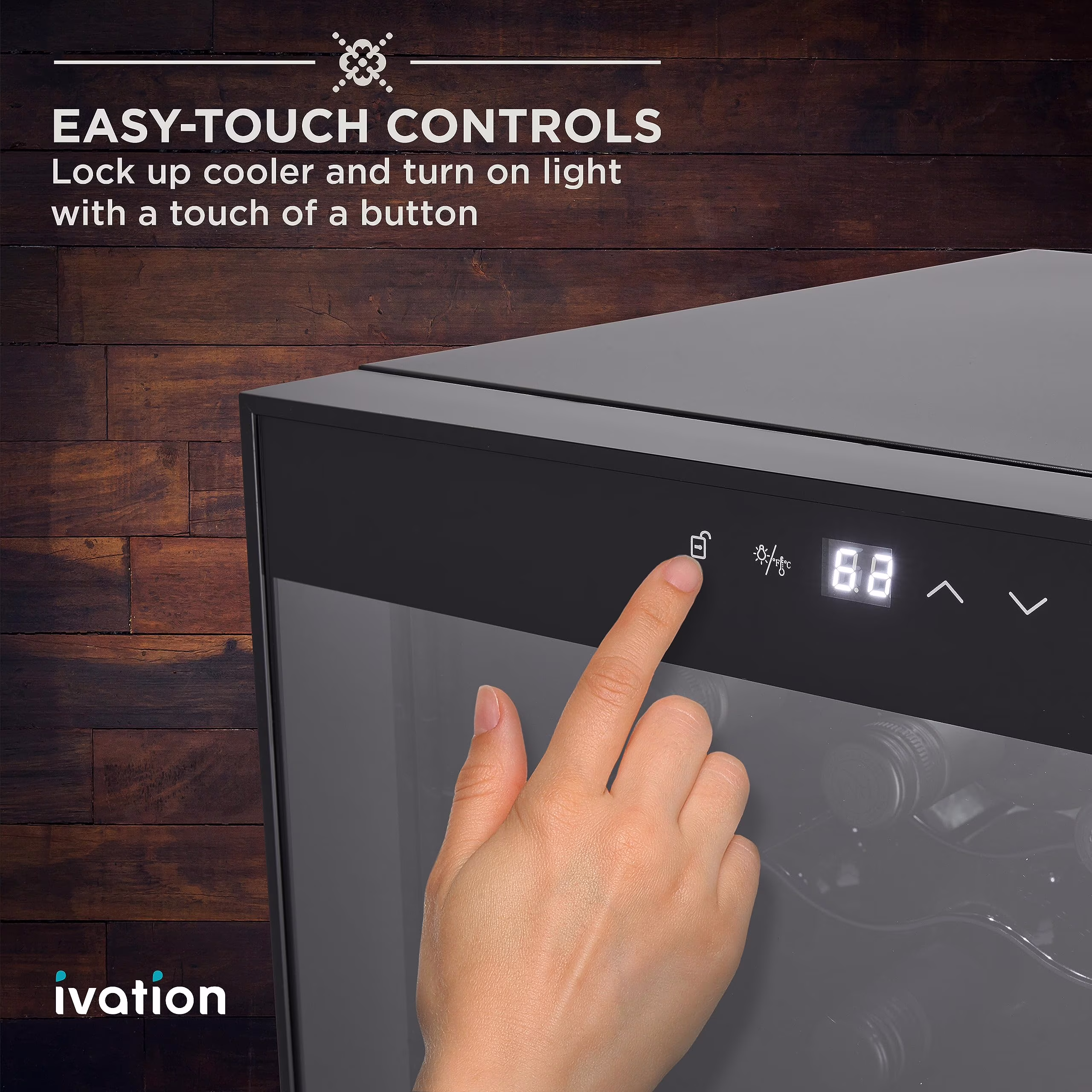 Ivation 8 Bottle Thermoelectric Wine Cooler, Horizontal Countertop Wine Fridge - Black - Image 2
