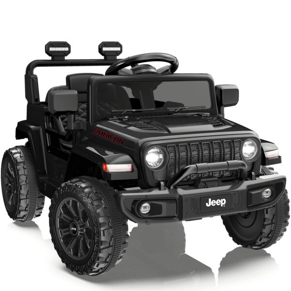 iYofe 12V Jeep Wrangler Rubicon Powered Ride On Car, Electric Car for Kids Age 3-5 w/Rear Wheels Suspension, Remote, Lights, Music