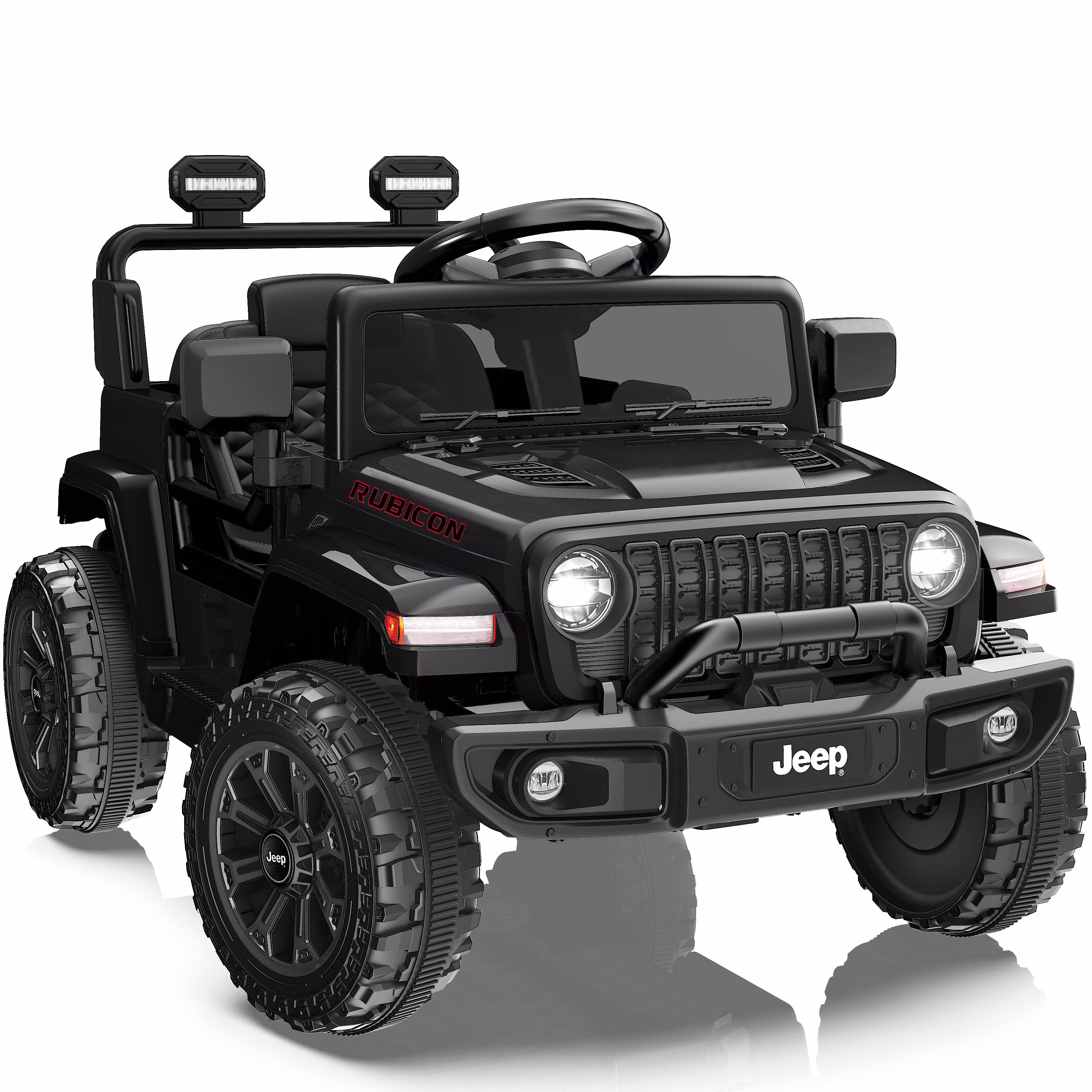 iYofe 12V Jeep Wrangler Rubicon Powered Ride On Car, Electric Car for Kids Age 3-5 w/Rear Wheels Suspension, Remote, Lights, Music