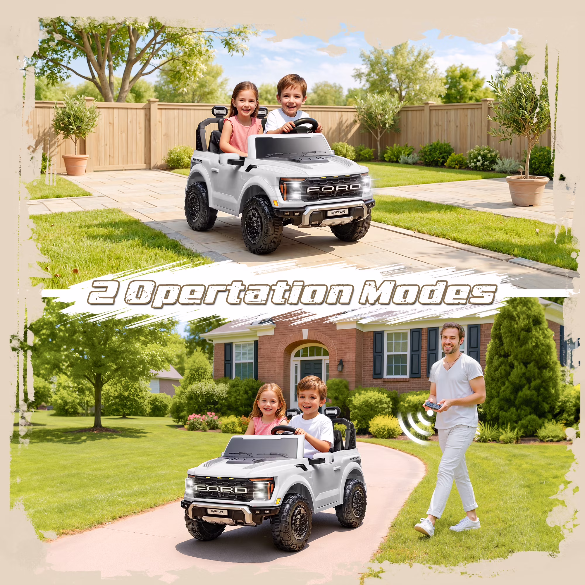 iYofe 24V 2 Seater Licensed Ford F150 Raptor Powered Ride on Truck with Remote, Safety Belt, White - Image 3
