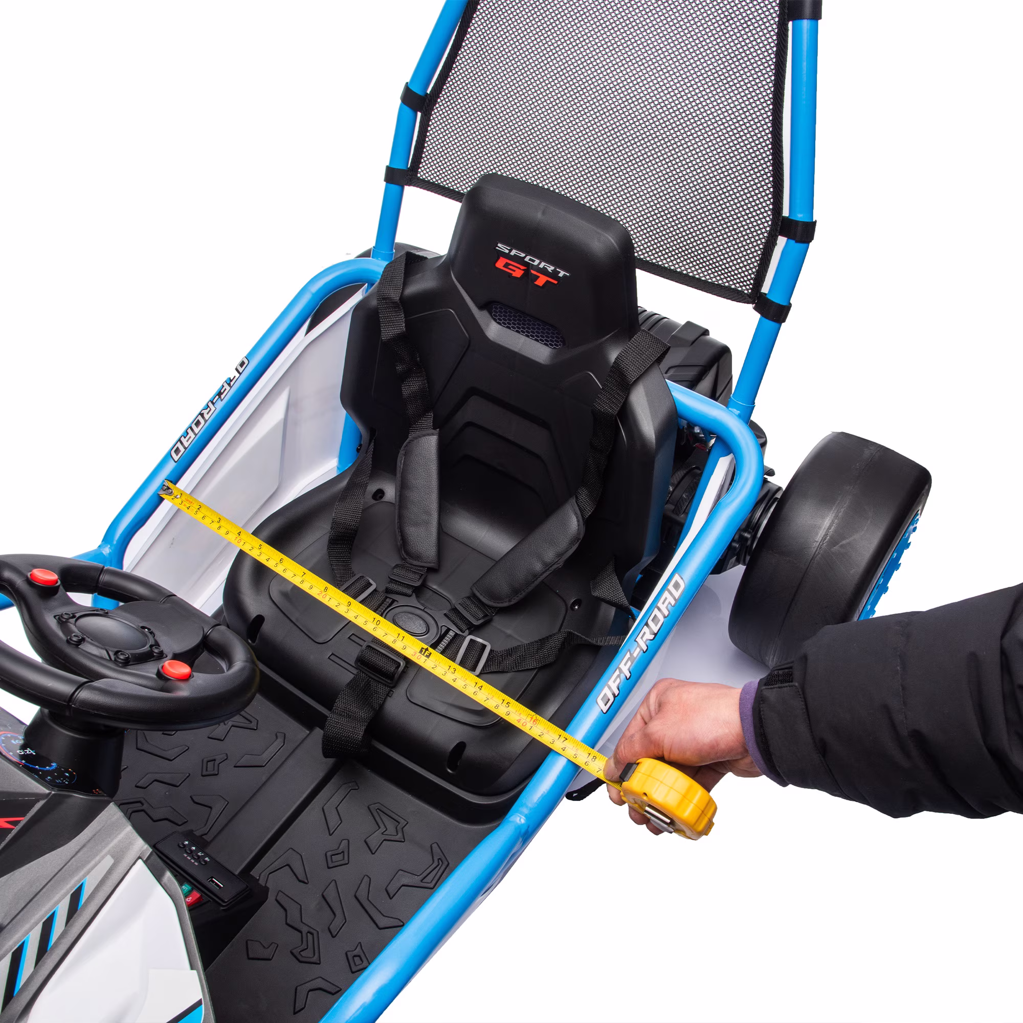 iYofe 24v Ride on Toys for Big Kids, 400w 7.5 Mph Electric Go Kart W/Front Eva Wheel, Music & Lights, Suspension, Bluetooth, 5 Point Harness, Kids Electric Car Blue - Image 2