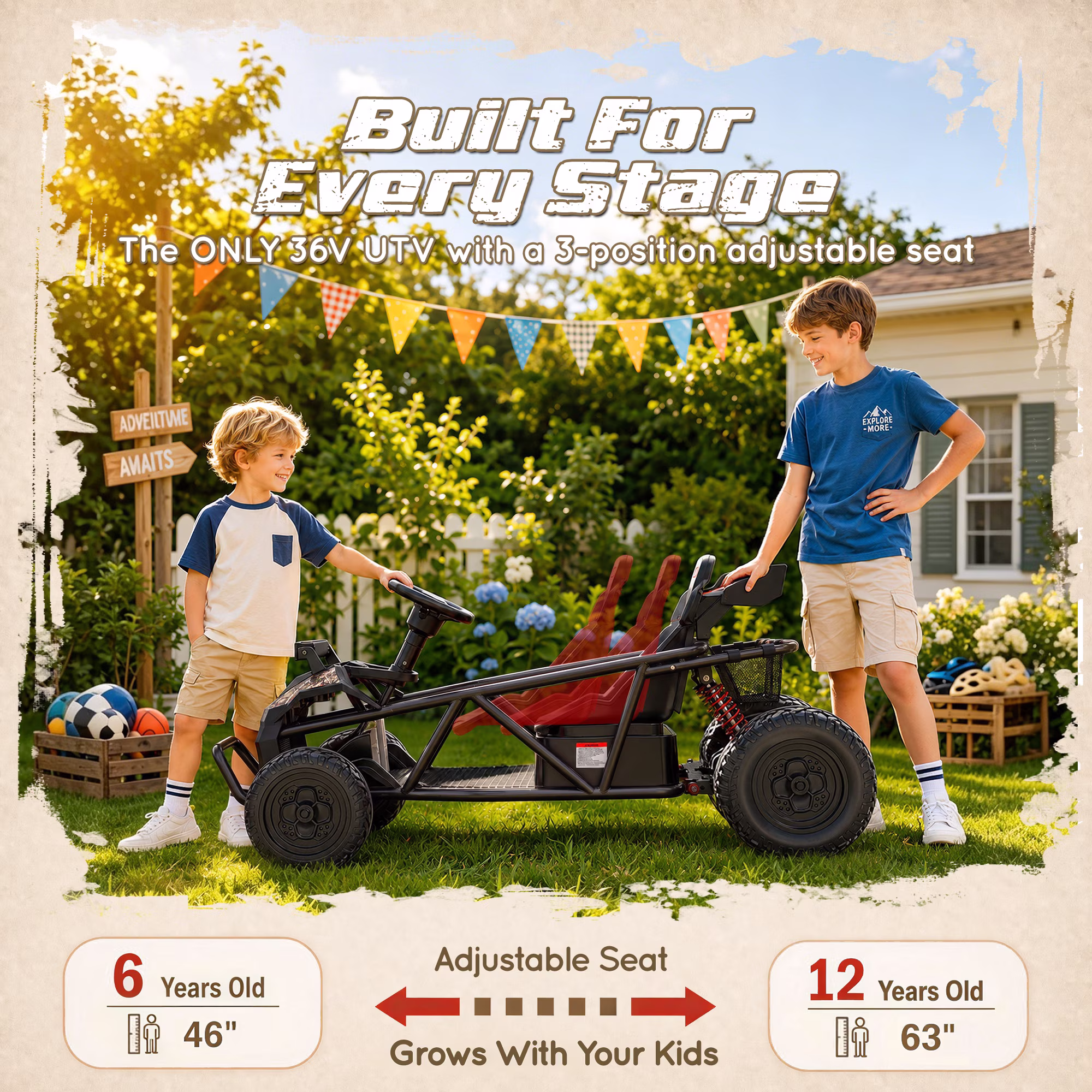 iYofe 36V Ride on Car, 500W Electric Ride on Toy for Big Kids with 3-Position Adjustable Seat, up to 9 MPH, EVA Wheels, Bluetooth, Ages 6+, Black - Image 4