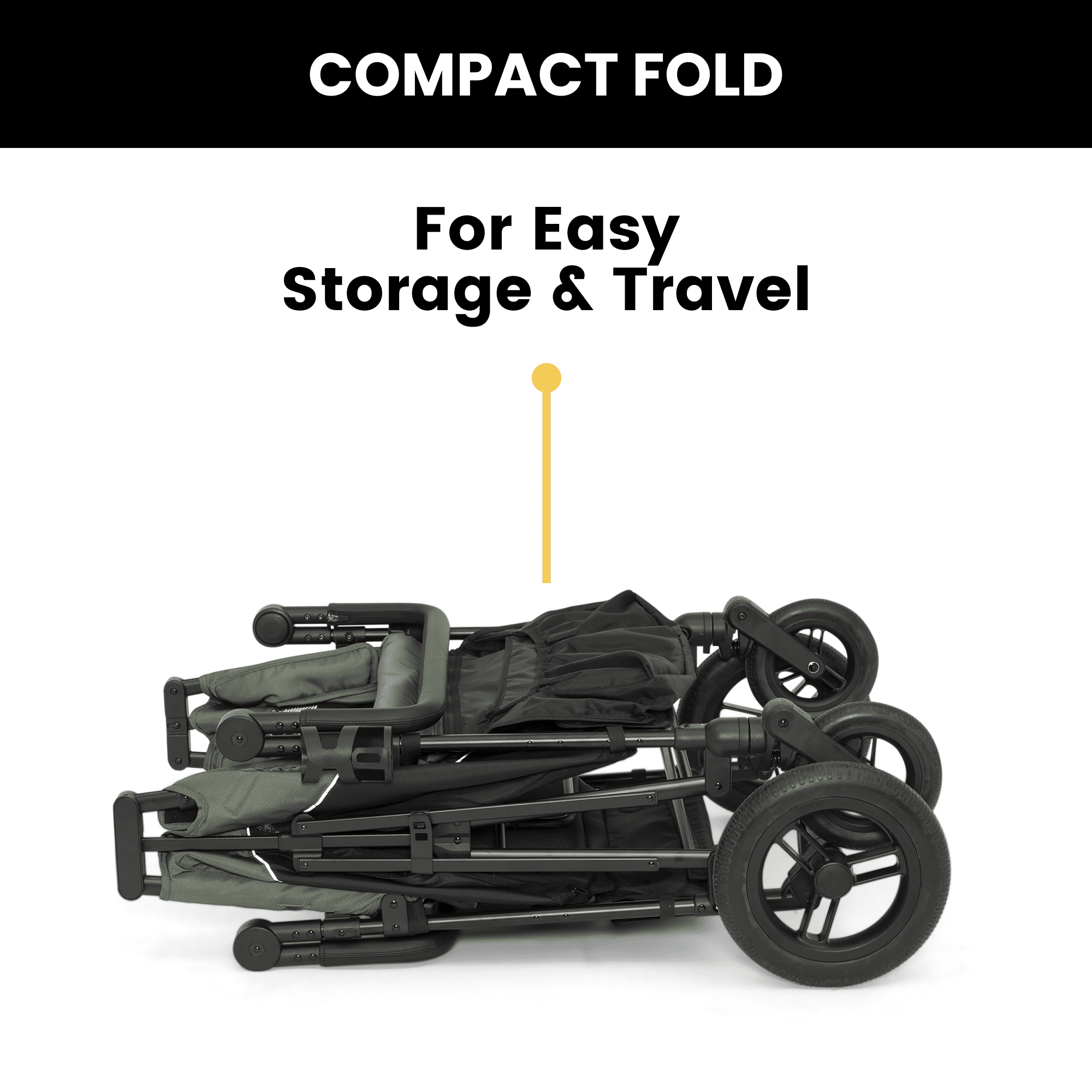 Jeep Wrangler Deluxe 4 Seater Stroller Wagon by Delta Children - Premium Quad Stroller Wagon for 4 Kids with Convertible Seats, Adjustable Push/Pull Handles, Removable Canopy & Flat Fold, Black/Green - Image 4