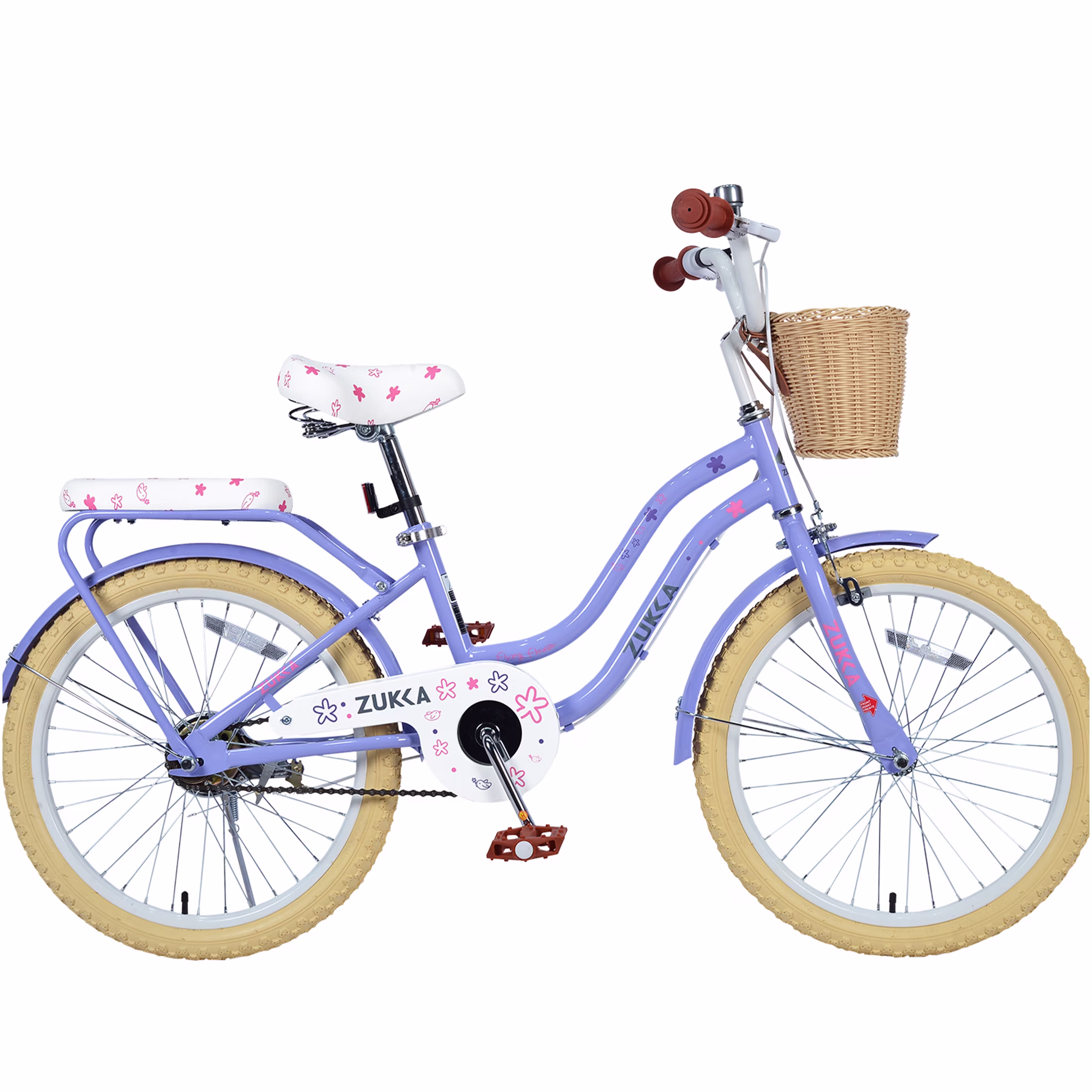 JERFIT 20 inch Girls Bike for 7-10 Years Old, Purple Kids Bicycle with Front Basket, Carbon Steel Frame, Single Speed, No Training Wheels