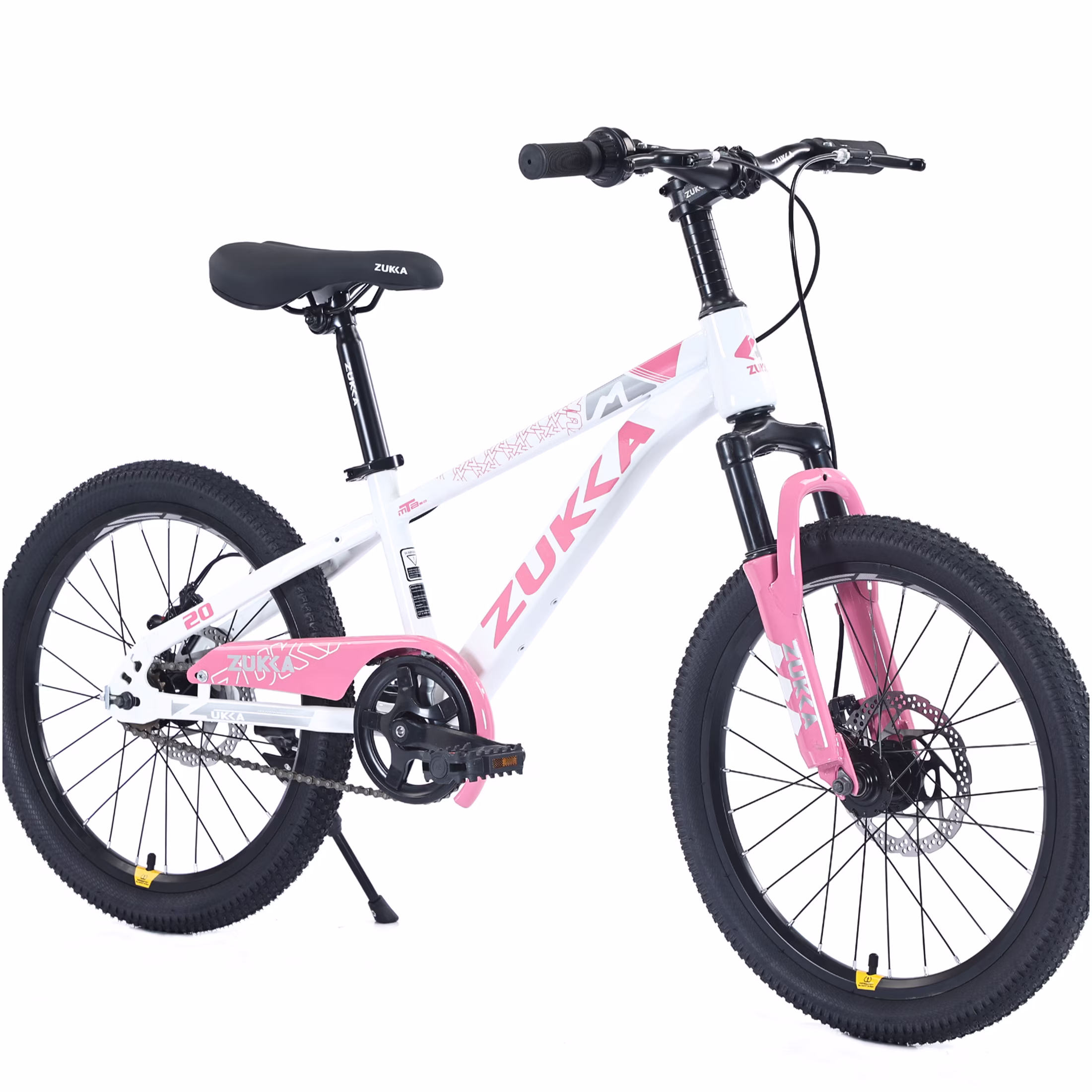 JERFIT 20 Inch Kids Mountain Bike for Boys Girls Age 7-10, Steel Frame with Front Suspension Fork, White and Pink MTB