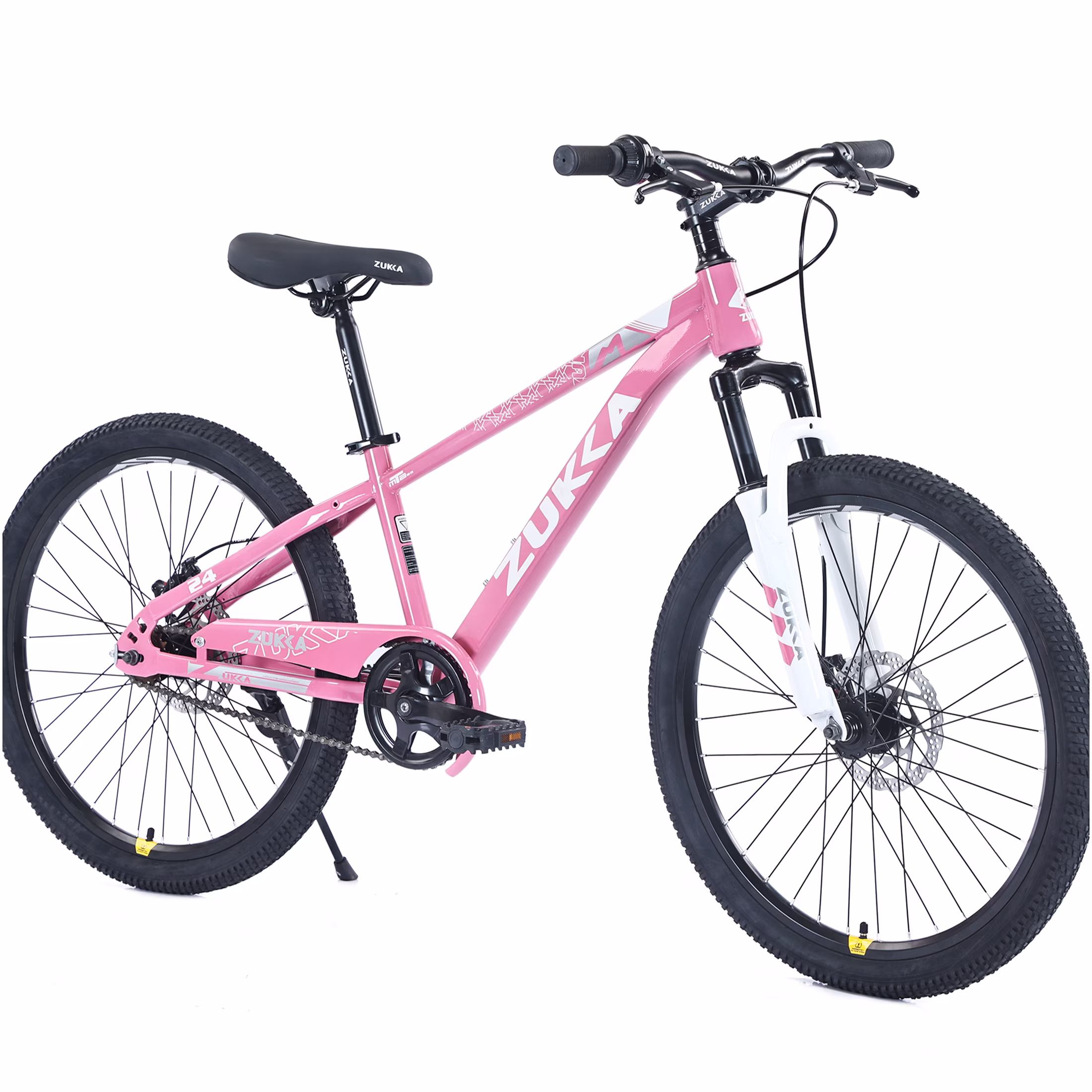 JERFIT 24 Inch Kids Mountain Bike for Boys Girls 9-12 Years, Steel Frame, Front Suspension Fork, Pink