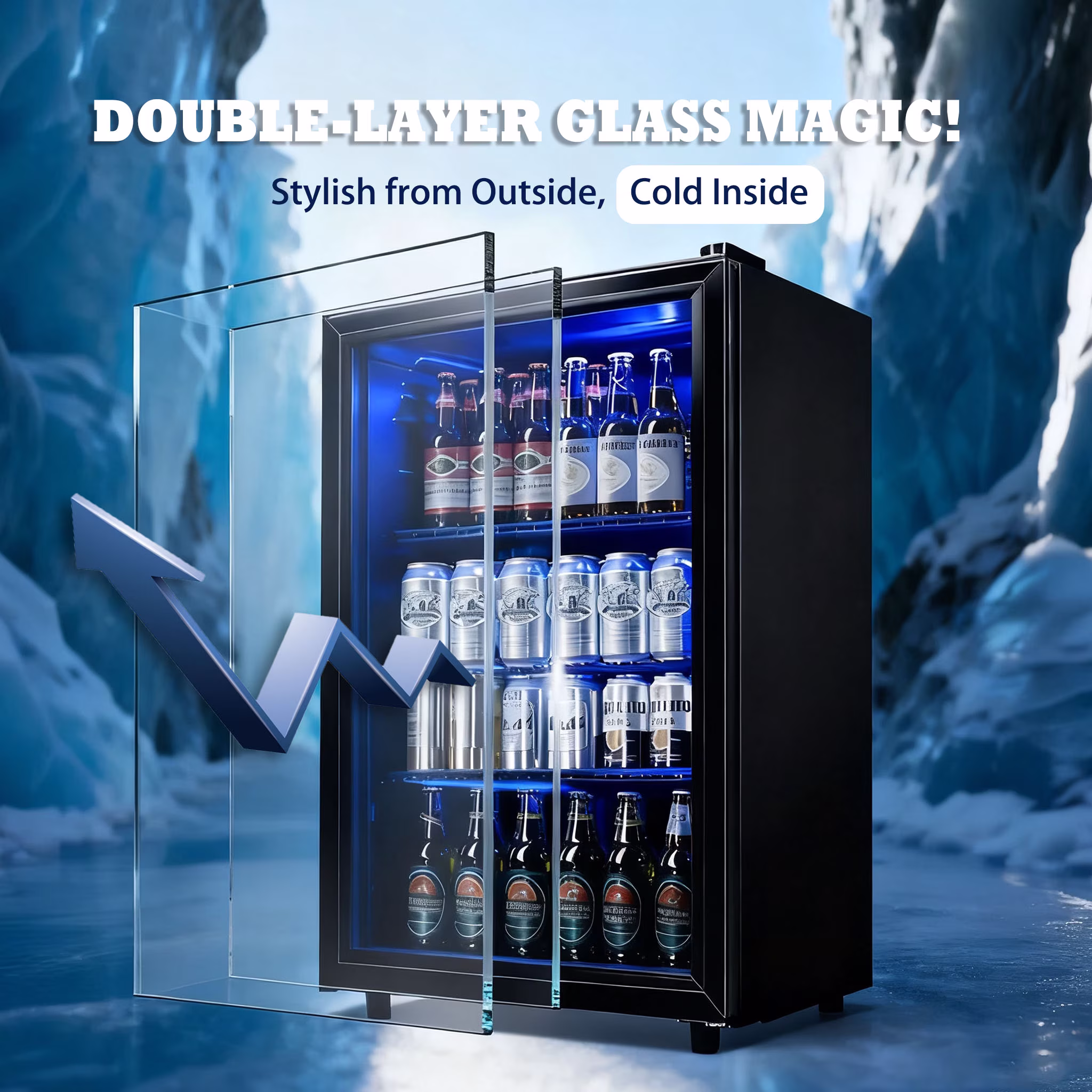 JIEJIA 125 Can Mini Fridge and 3.6 Cu.ft Beverage Cooler Refrigerator with Glass Door for Home, Office - Image 5