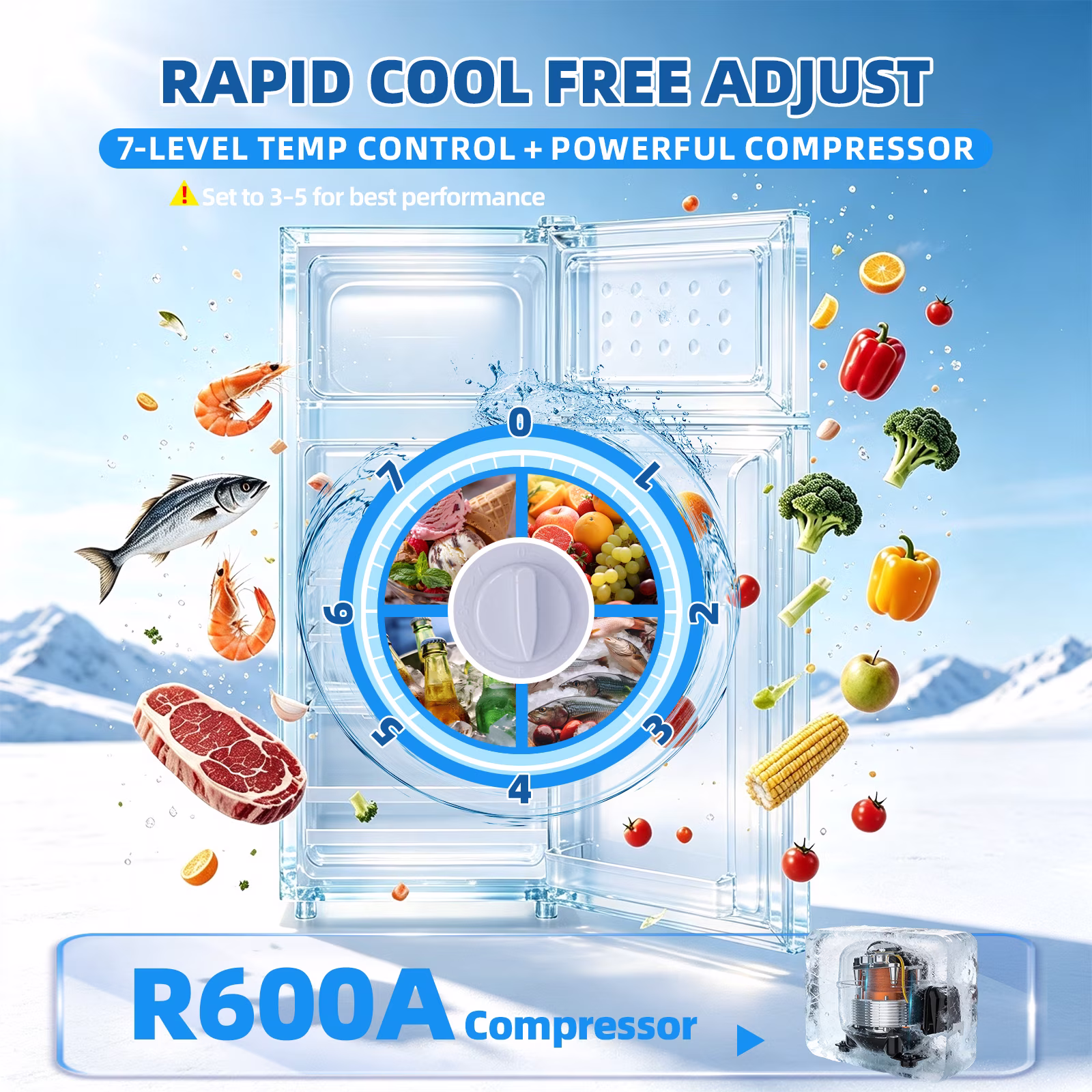 JIEJIA 2.8 Cu.ft Mini Fridge with Freezer Bedroom, 2 Door Office Small Refrigerator, Silver - Image 4