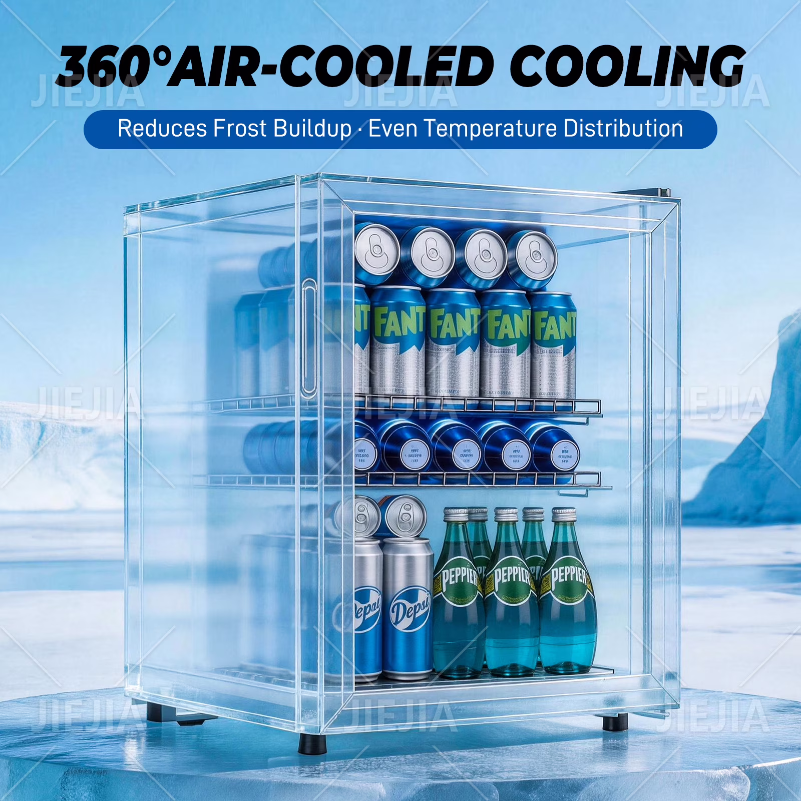 JIEJIA 90 Can Mini Fridge and 2.8 Cu.ft Beverage Cooler Refrigerator with Glass Door for Home, Office - Image 3
