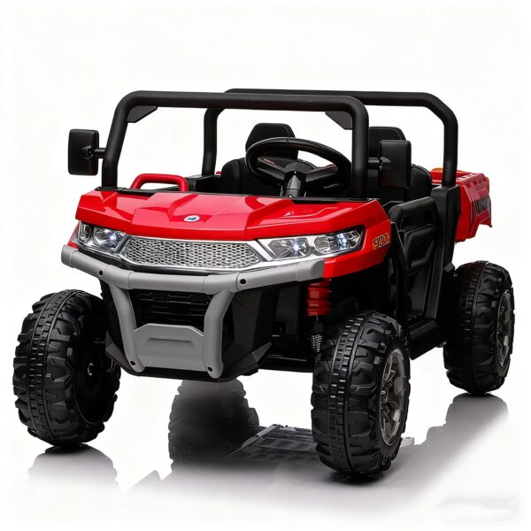 Jorfly 24V Ride on Cars Dump Truck w/Remote Control, Power Car Wheels Electric Battery Powered Car w/ Dump Bed, Ride on Toys for Kids, Built-in music, Cool LED Light, Bluetooth, USB,Red