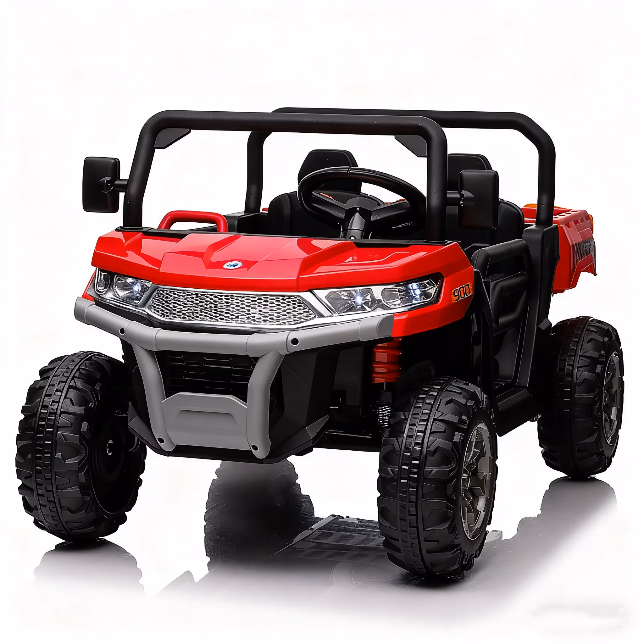 Jorfly 24V Ride on Cars Dump Truck w/Remote Control, Power Car Wheels Electric Battery Powered Car w/ Dump Bed, Ride on Toys for Kids, Built-in music, Cool LED Light, Bluetooth, USB,Red