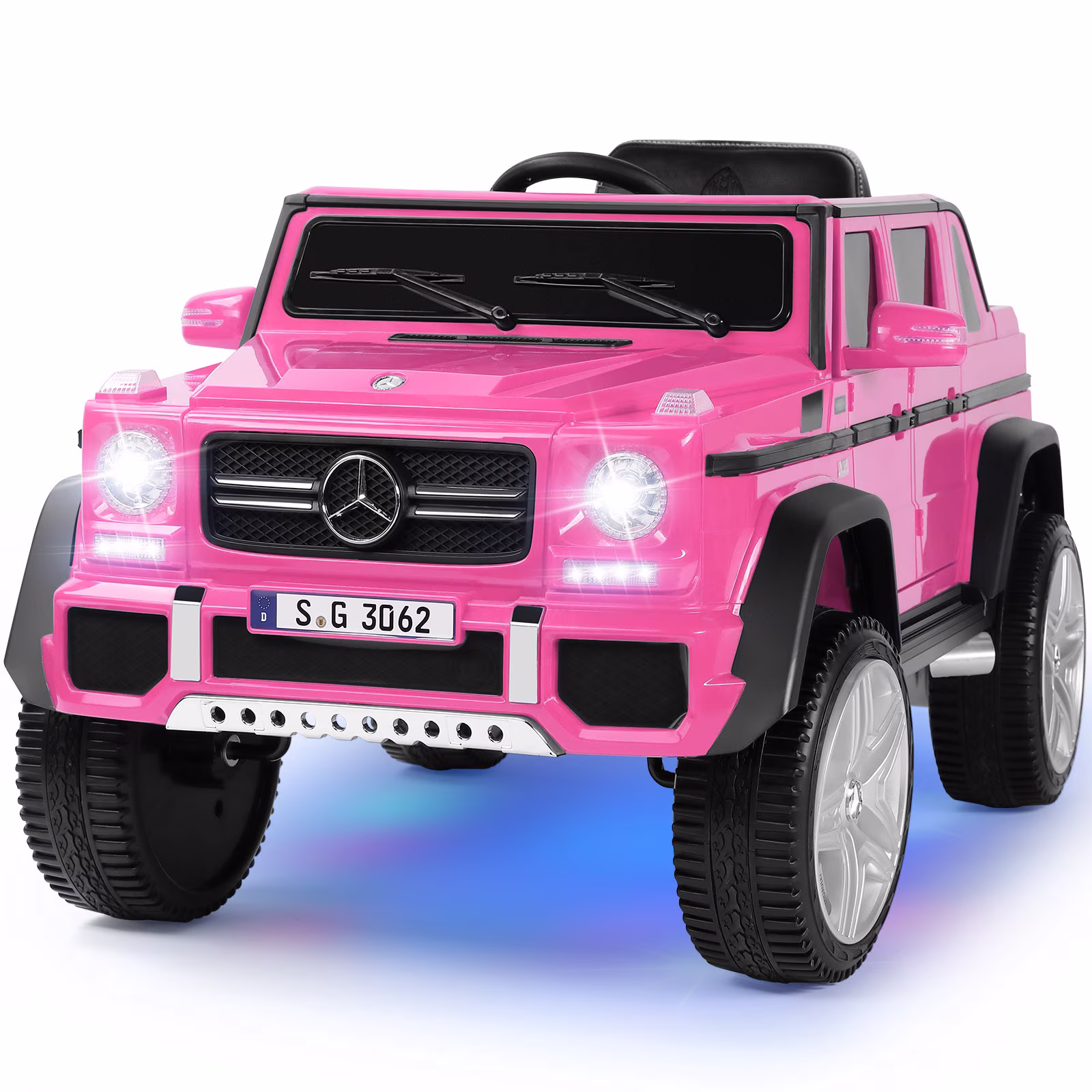 JOYLDIAS 12V Mercedes-Benz G650S Kids Ride On Car Electric Toy w/Remote Control, 3 Speeds, LED Lights, Bluetooth, Music(Pink) - Image 3