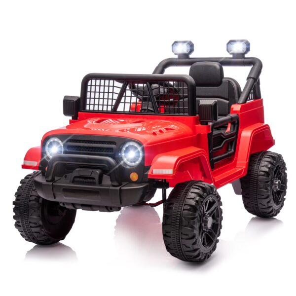 JOYMOR 12V Kids Ride on Truck with Remote Control, 4 Wheels Battery Powered Kids Car, Electric Play Car with LED Lights/Horn/Remote and Manual Control/3-5 MPH Speed/Gift for Girl Boy