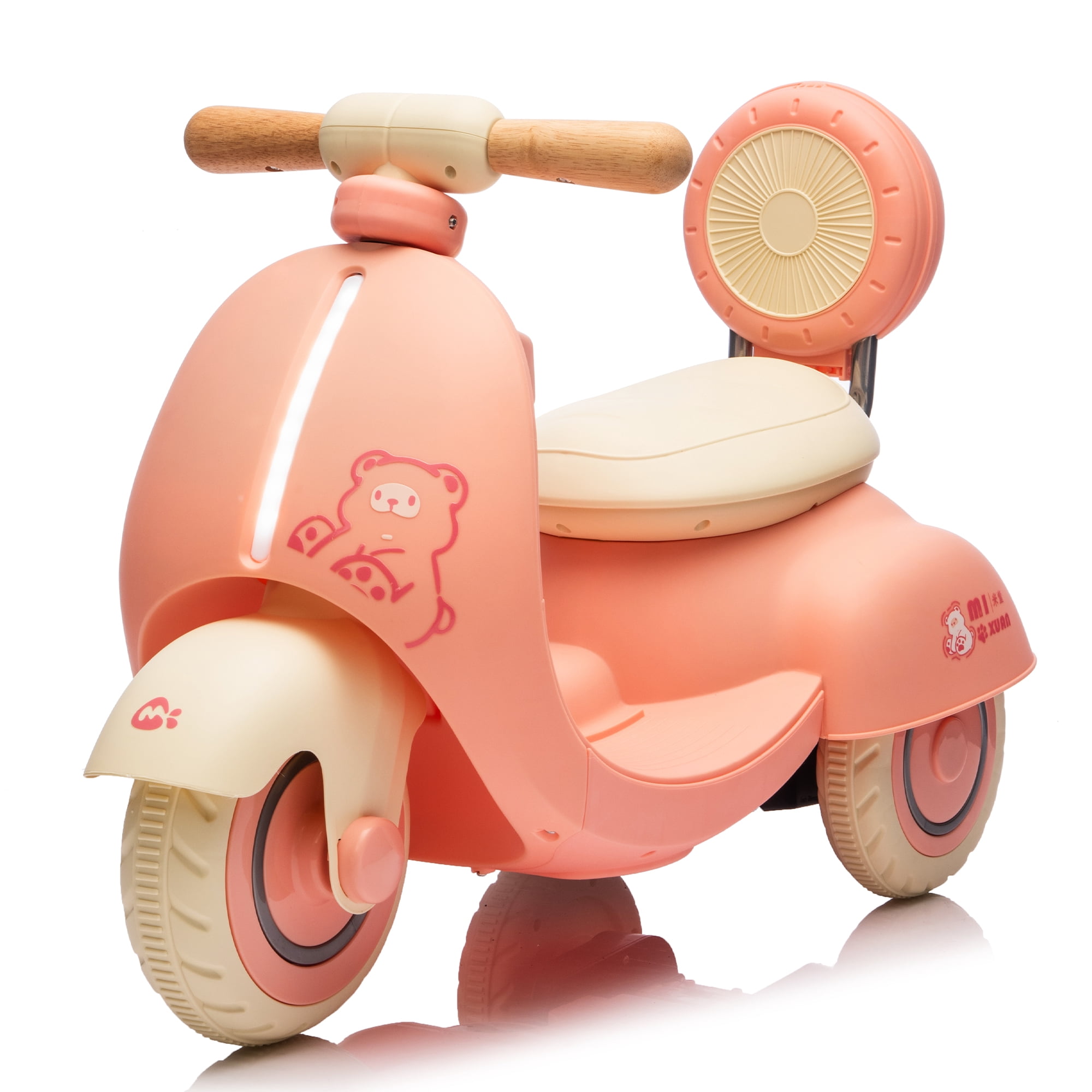 Joyracer 12V Kids Ride on Electric Motorcycle, Toddler Ride on Scooter with Remote Control, 3 Wheel Design, Dual Motors, Soft Start, Bluetooth Music, LED Headlight, Wooden Handle