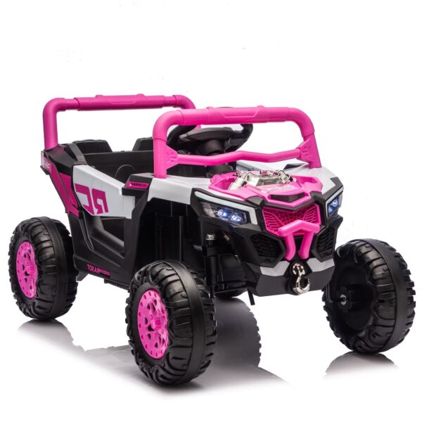 Joyracer 12V Ride On Toy for Kids Ages 3-8 with Parent Remote Control, LED Lights, Music, Comfortable Seat, Rose