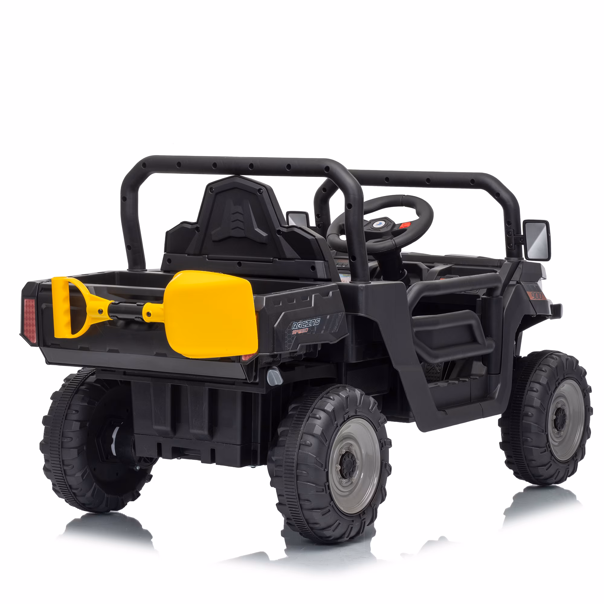 Joyracer 12V Ride on Toys with Remote Control, Power Car Wheels for Ages 2-5 with Shovel, Bluetooth Music, Spring Suspension, LED Lights, Black - Image 3
