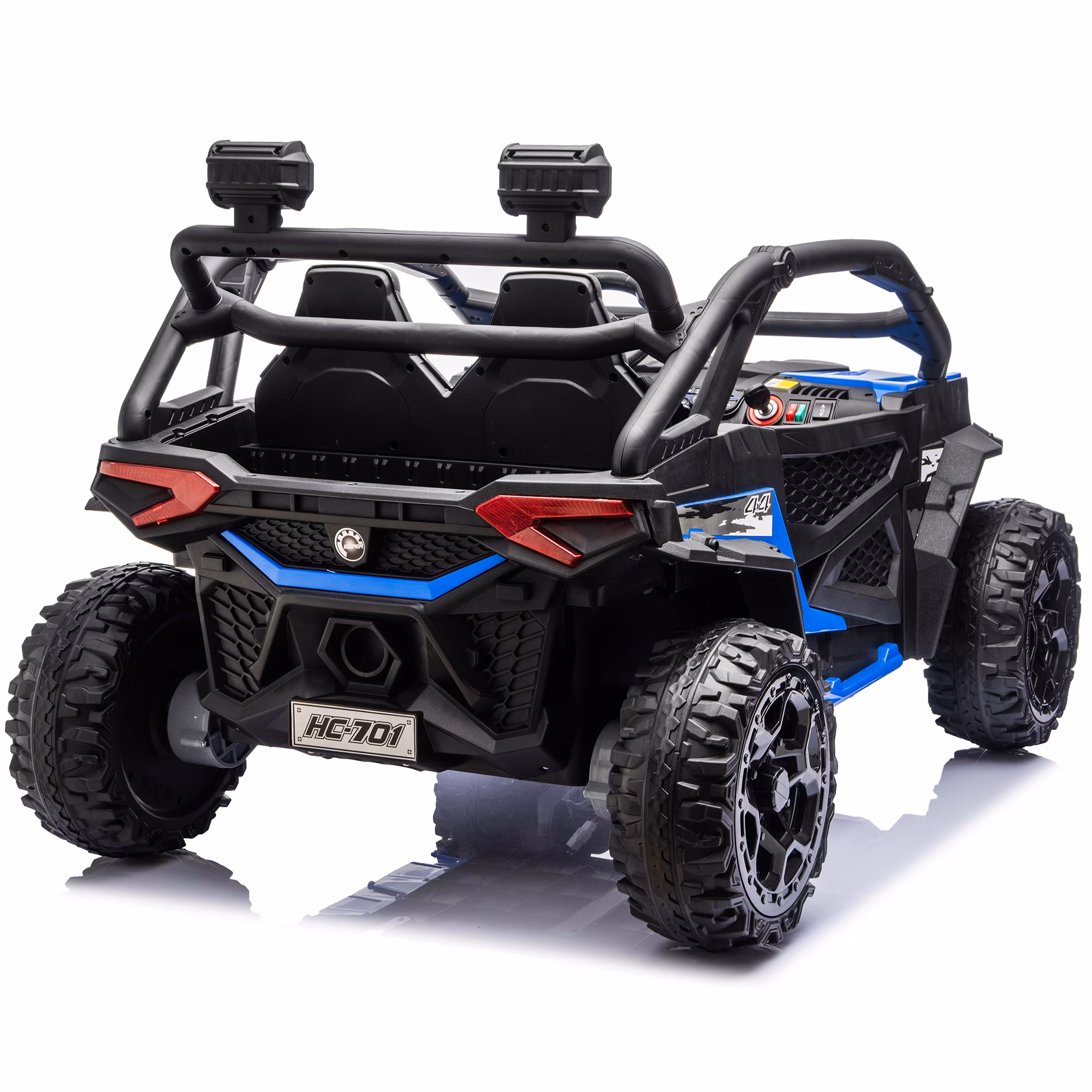 Joyracer 24 Volt Ride on Toys, 4WD 2-Seater Electric Car for Kids with Remote Control, Power Car Wheels, Music & Bluetooth, LED Lights, Rear Storage Box, Blue - Image 3