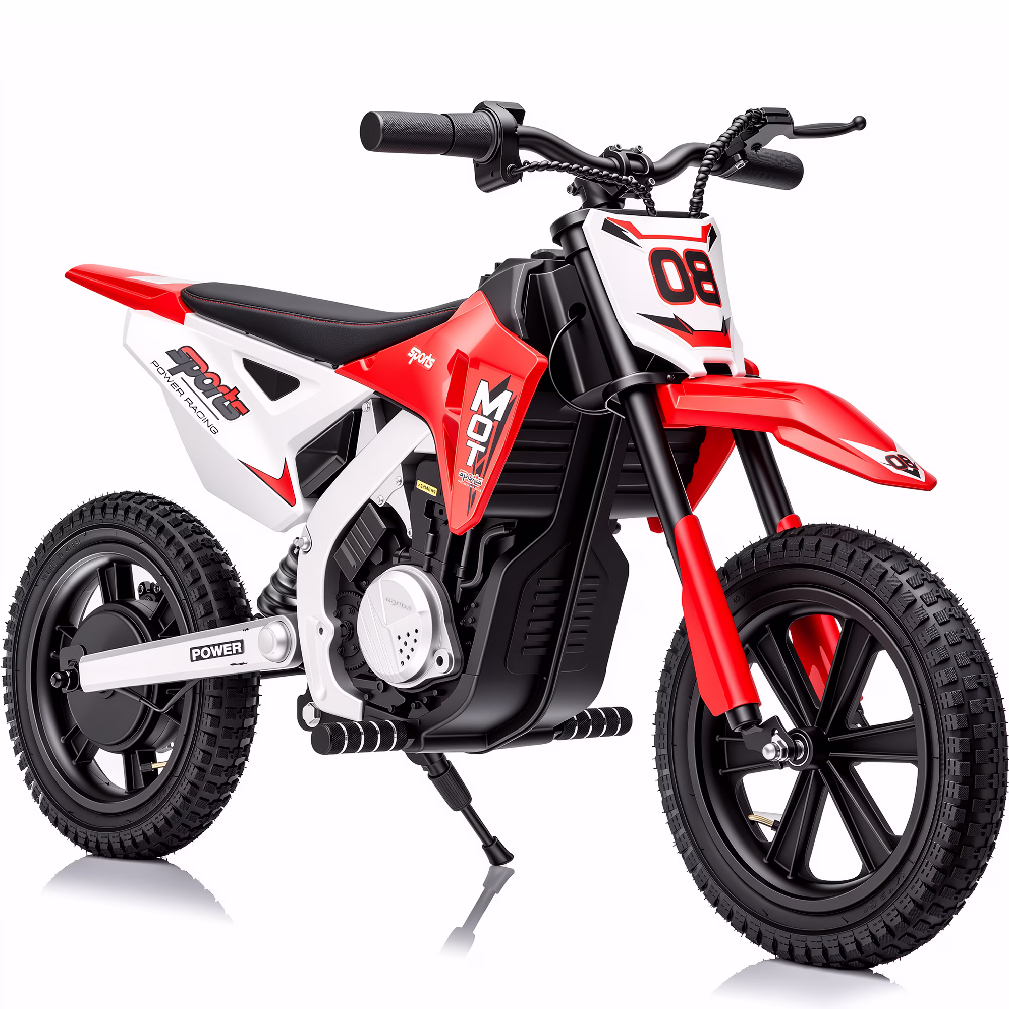 Joyracer 24V Electric Dirt Bike for Kids, 250W Ride on Motorcycle with 15" Off-Road Tires, Twist Grip Throttle, Rear Disc Brakes, Up to 12 MPH, 3-Speed Modes, Red