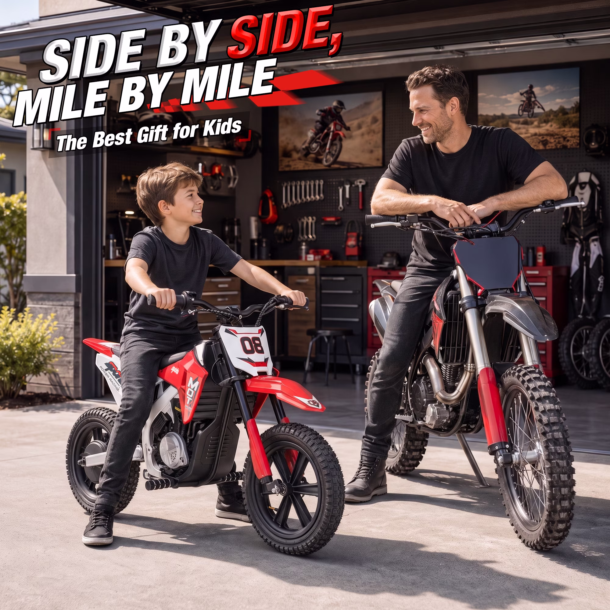 Joyracer 24V Electric Dirt Bike for Kids, 250W Ride on Motorcycle with 15" Off-Road Tires, Twist Grip Throttle, Rear Disc Brakes, Up to 12 MPH, 3-Speed Modes, Red - Image 5