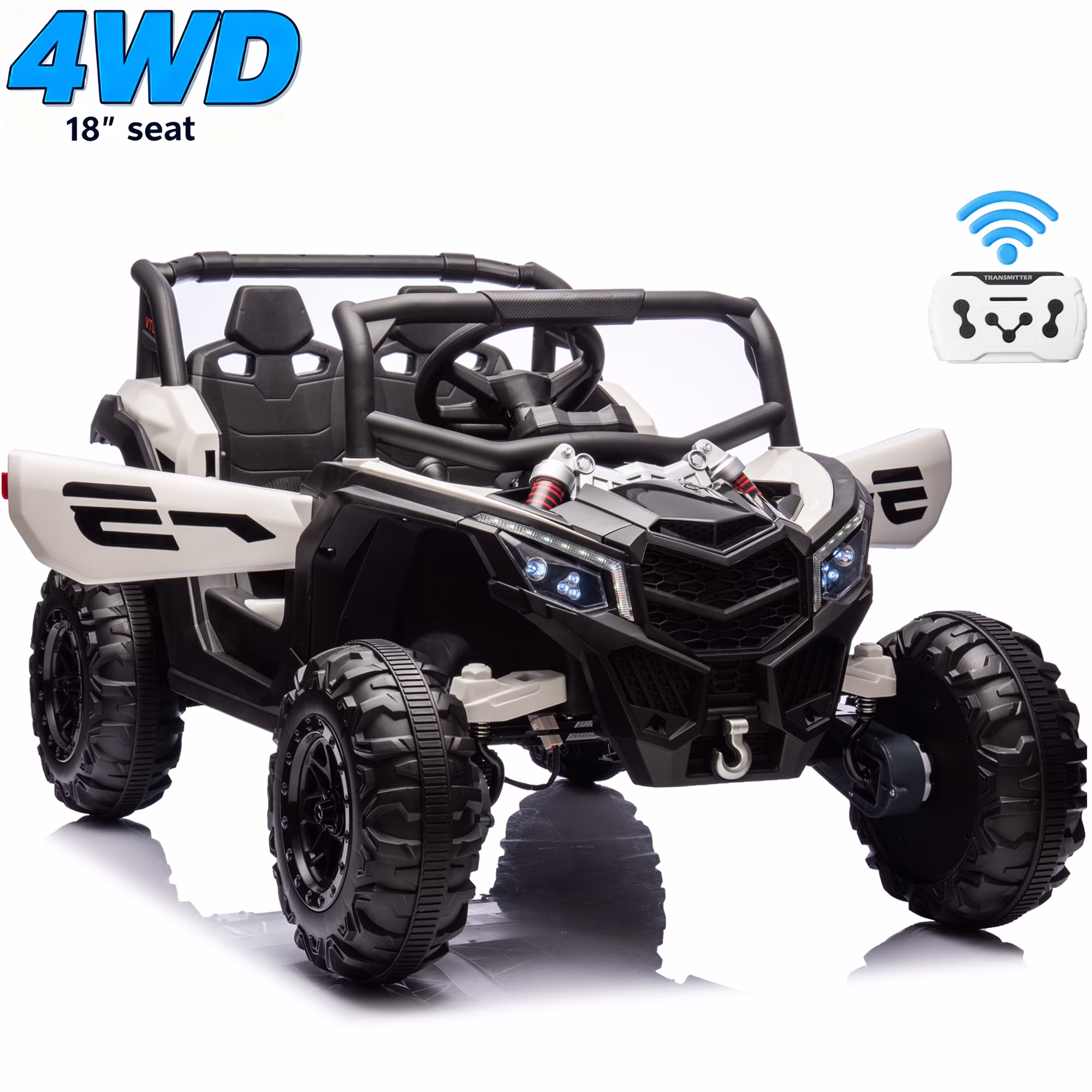 Joyracer 24V Ride Ons, 2 Seater Power Car Wheels, Gift for Kids with 800W Motor, LED Light, Bluetooth, Horn, White