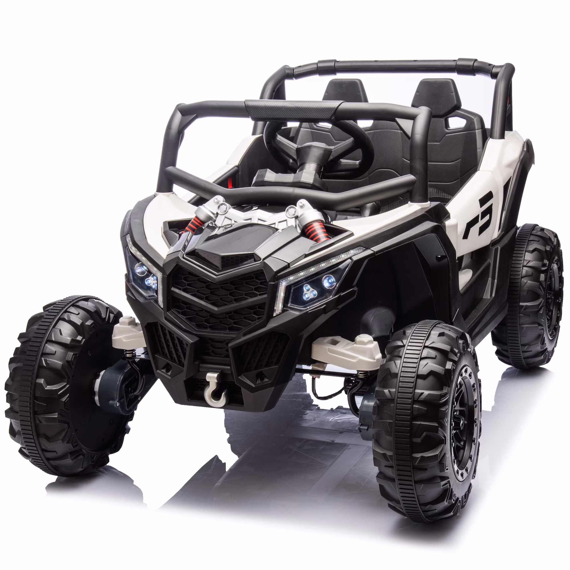 Joyracer 24V Ride Ons, 2 Seater Power Car Wheels, Gift for Kids with 800W Motor, LED Light, Bluetooth, Horn, White - Image 4