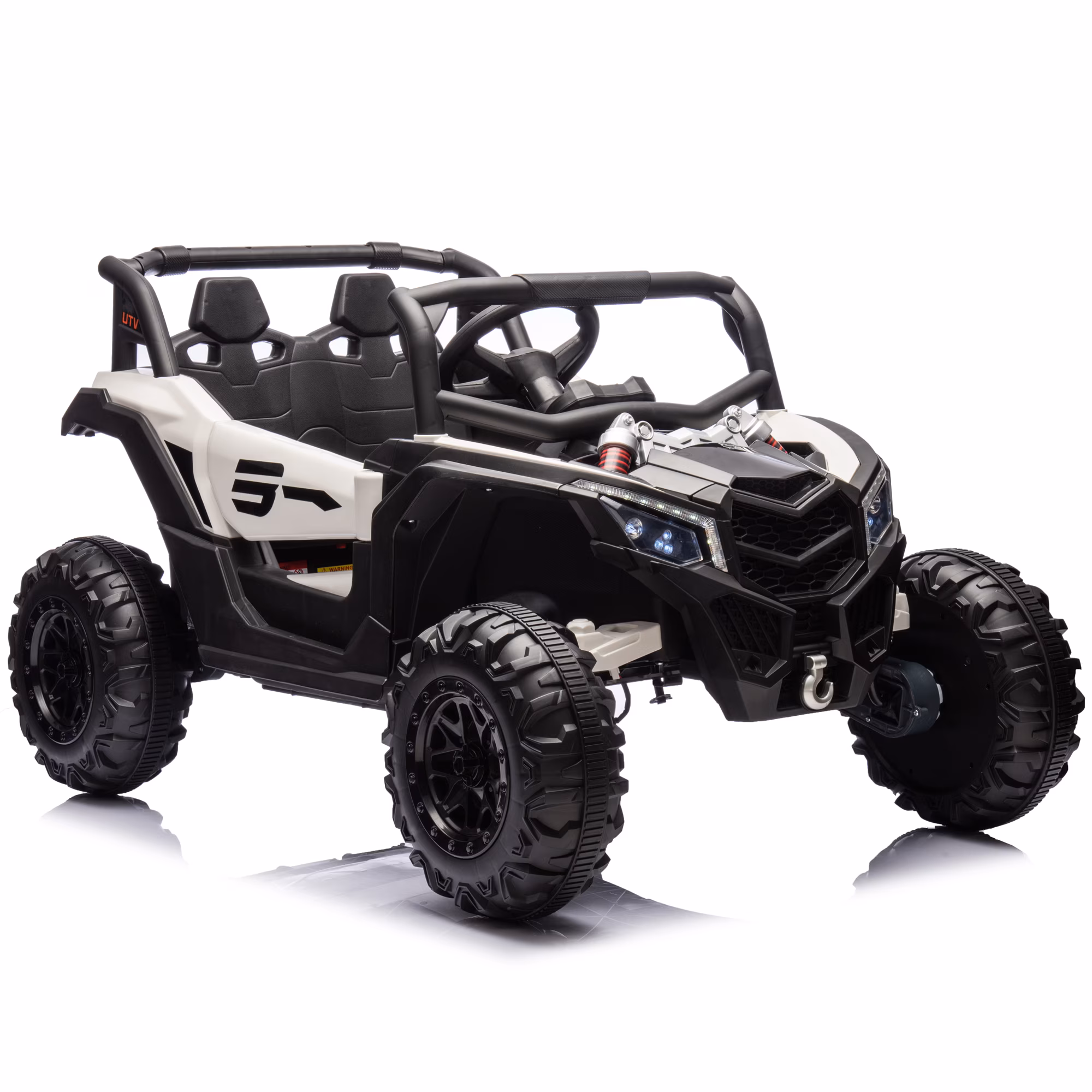Joyracer 24V Ride Ons, 2 Seater Power Car Wheels, Gift for Kids with 800W Motor, LED Light, Bluetooth, Horn, White - Image 2