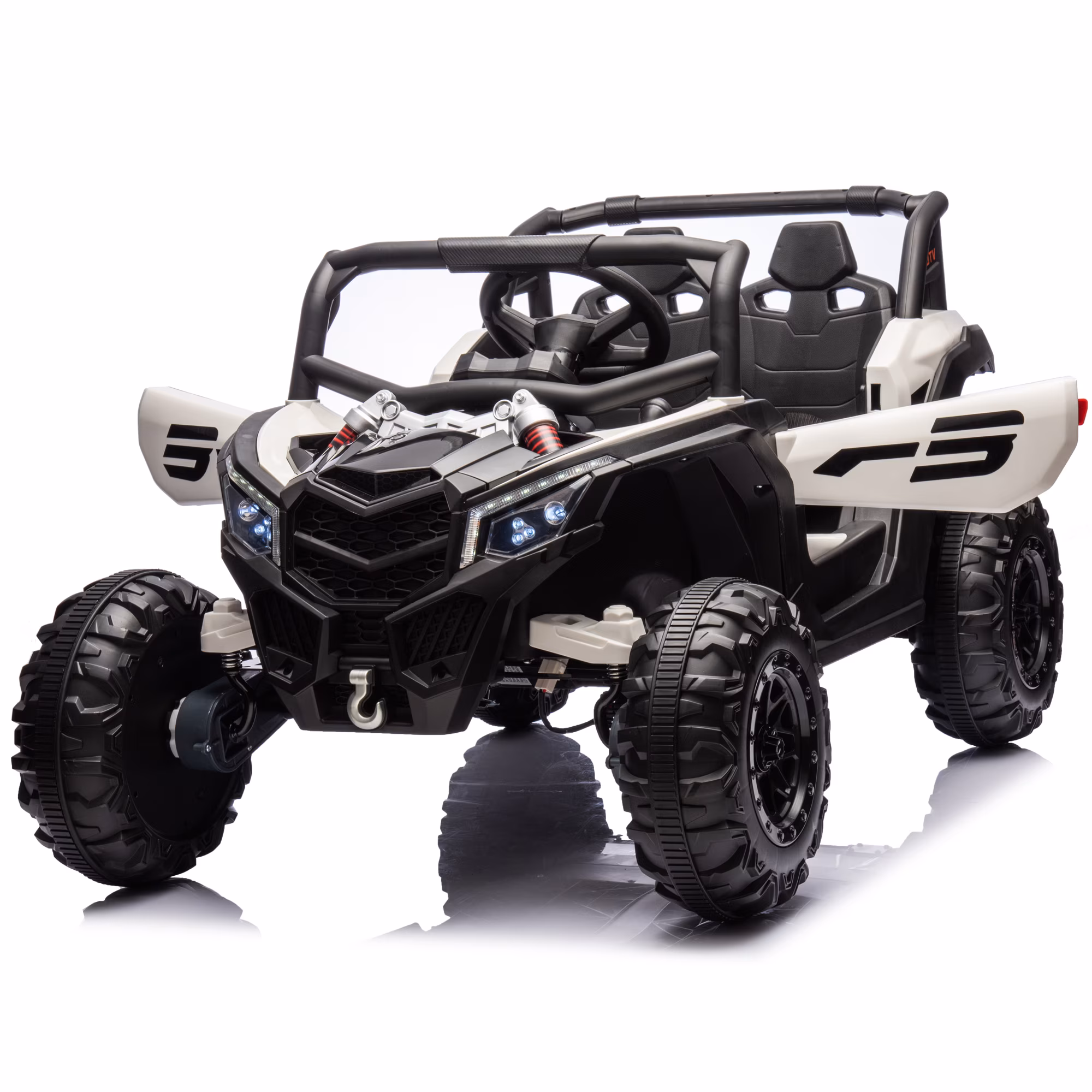 Joyracer 24V Ride Ons, 2 Seater Power Car Wheels, Gift for Kids with 800W Motor, LED Light, Bluetooth, Horn, White - Image 3