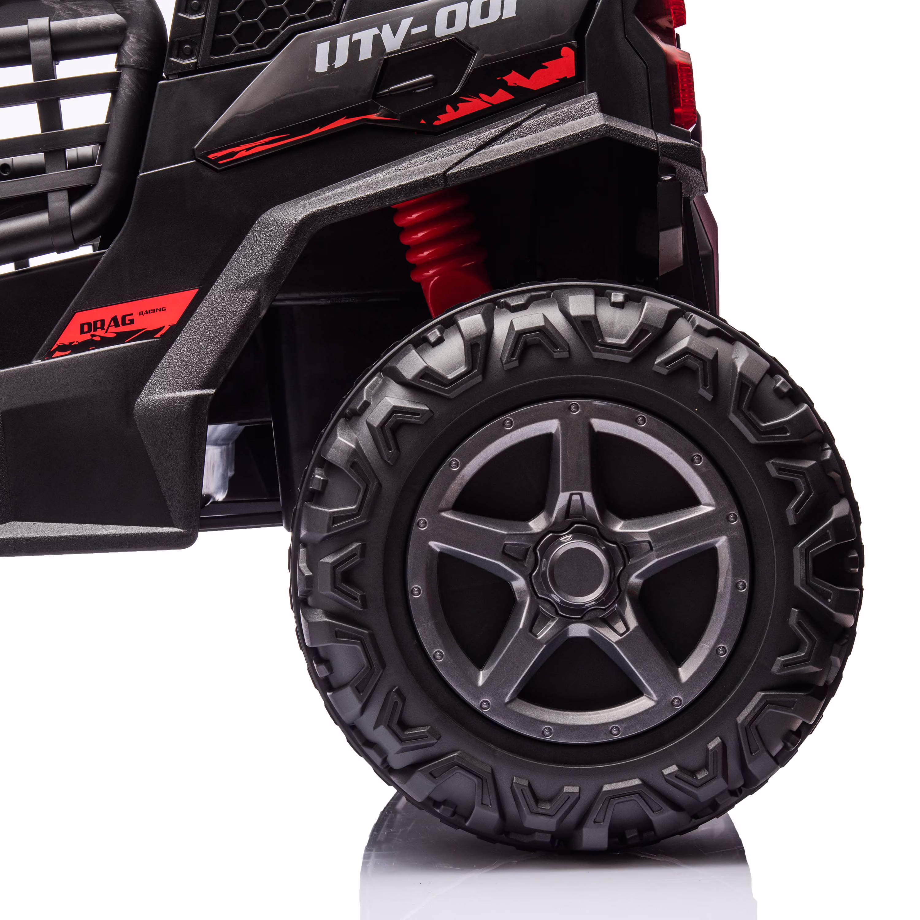 Joyracer 4WD 24 V Ride on Toys UTV with 2 XL Seaters, 4*200W Motor Kid Electric Power Car Wheels with Remote Control, LED Lights, Spring Suspension, 3 Speeds, Bluetooth Music, Black - Image 2