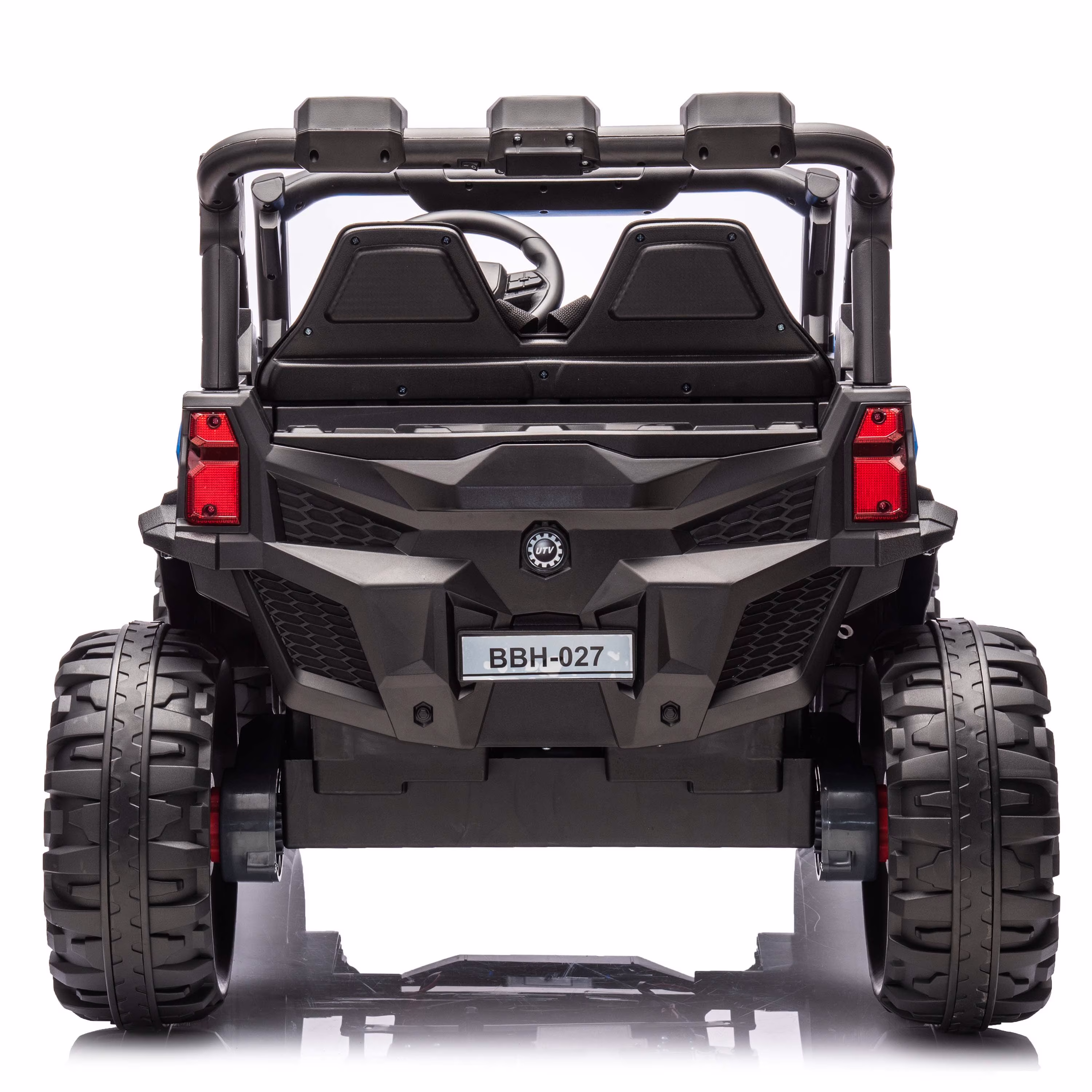 Joyracer 4WD 24 V Ride on Toys UTV with 2 XL Seaters, 4*200W Motor Kid Electric Power Car Wheels with Remote Control, LED Lights, Spring Suspension, 3 Speeds, Bluetooth Music, Black - Image 5